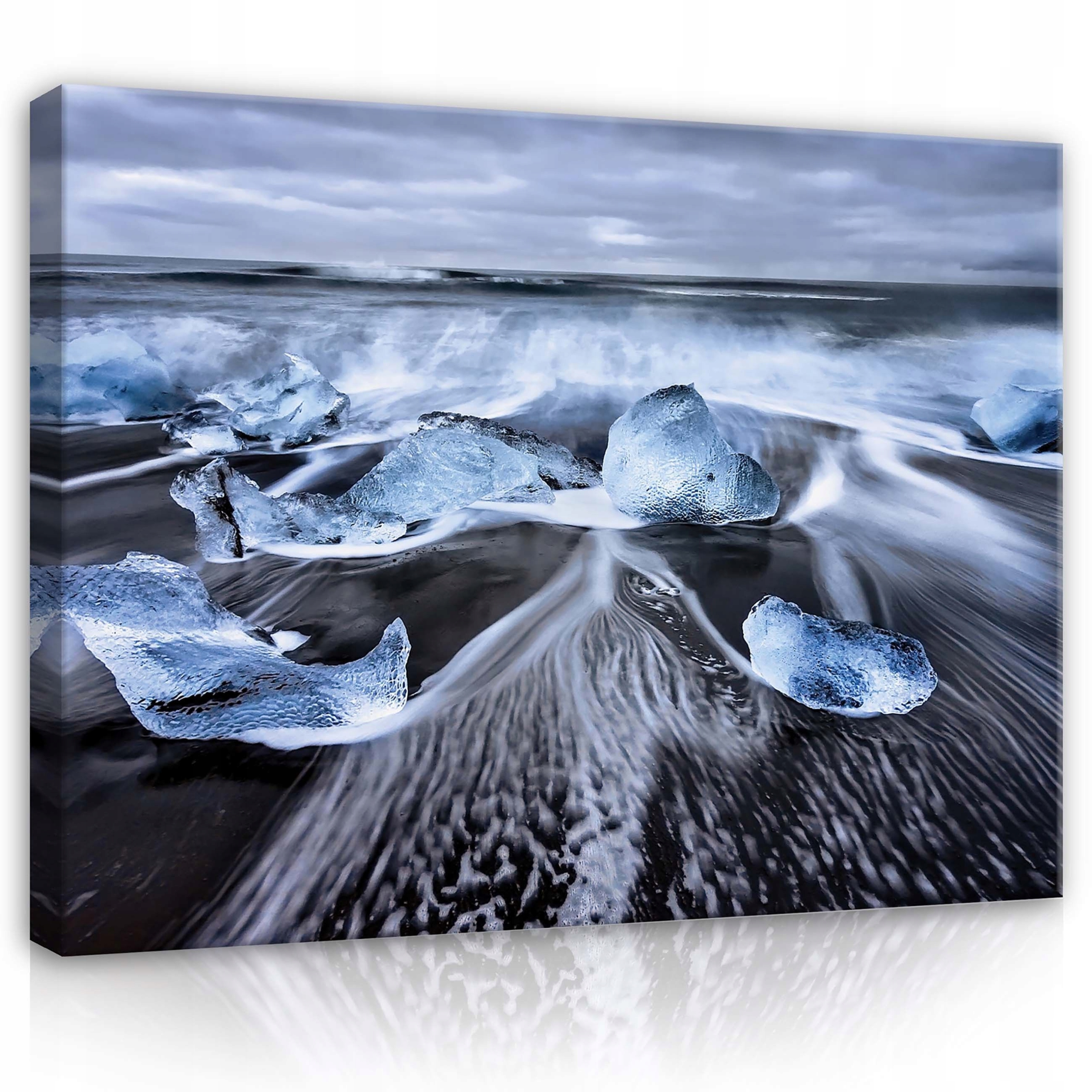 Obraz 100x75 Ledová hora pláž oceán vlny Island diamantová pláž příroda