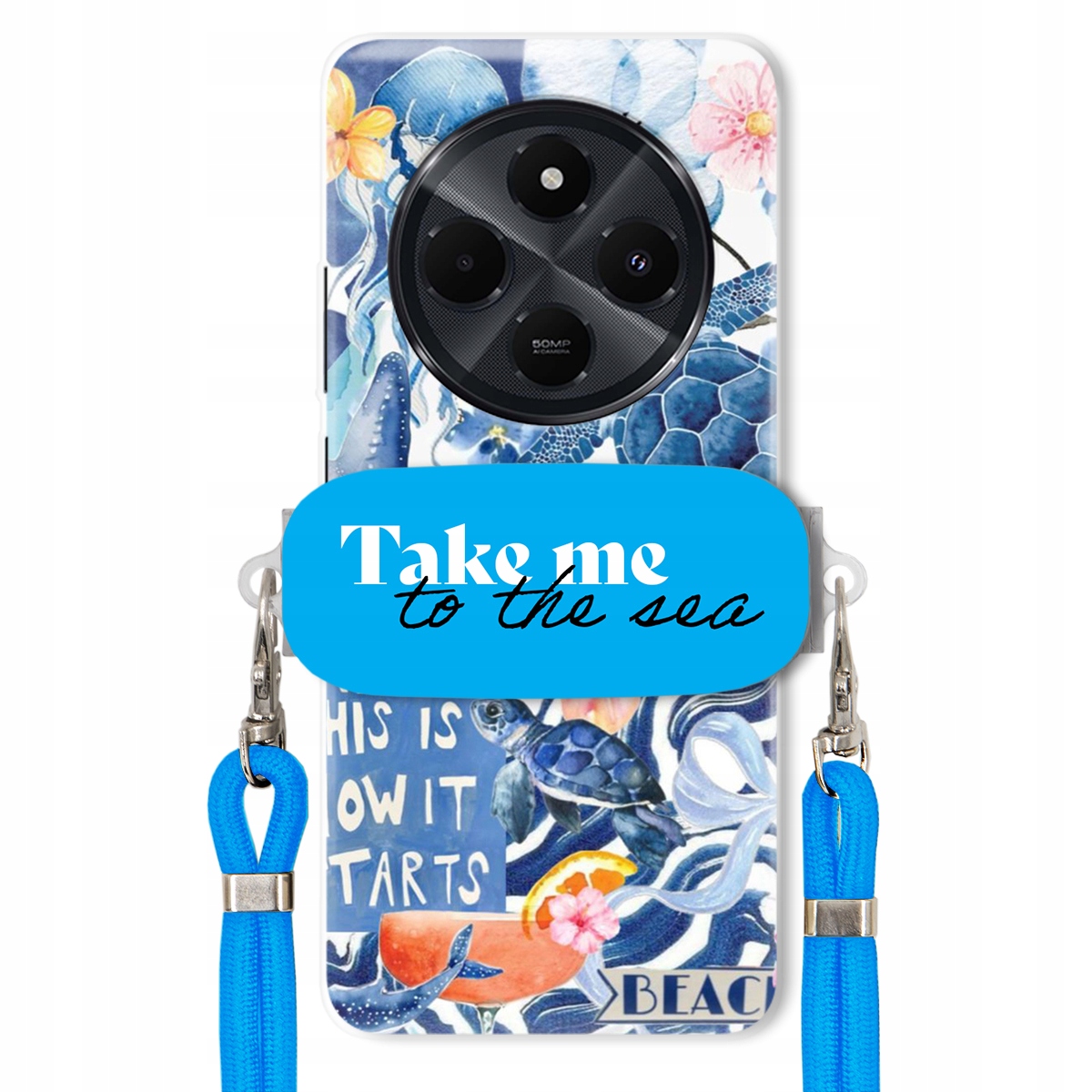Puzdro pre Xiaomi Redmi 14C 4G Premium Vodítko Blue Držiak Take Me To The Sea