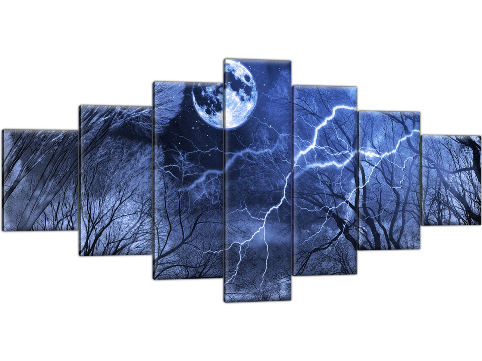

Tryptyk Las nocą Pełnia Abstrakcja 210x100