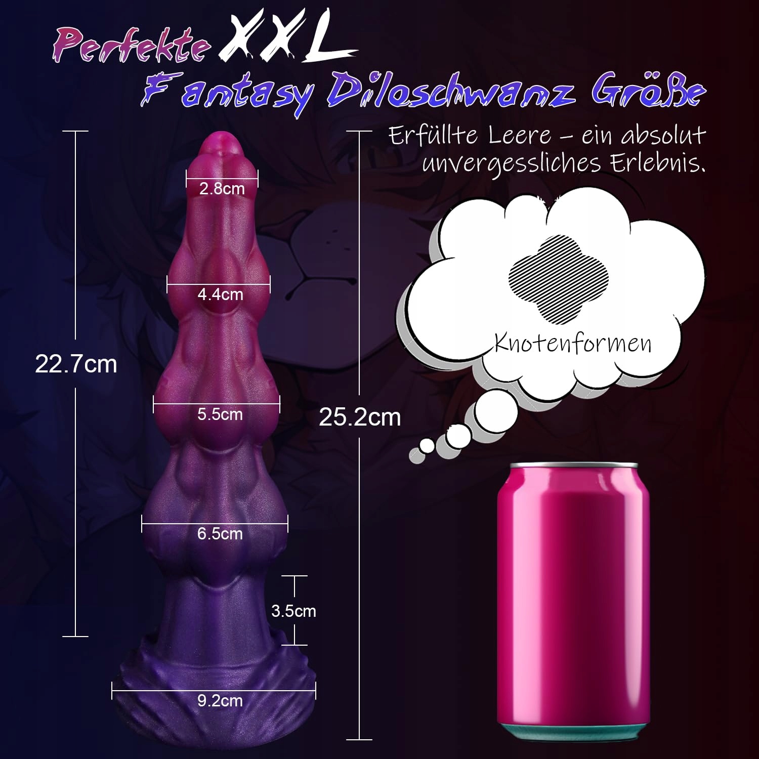 MONSTER DILDO XXL Koński Dildo 3 Węzły Mocny Przyssawka Analny Plug Fantasy — miniatura 2