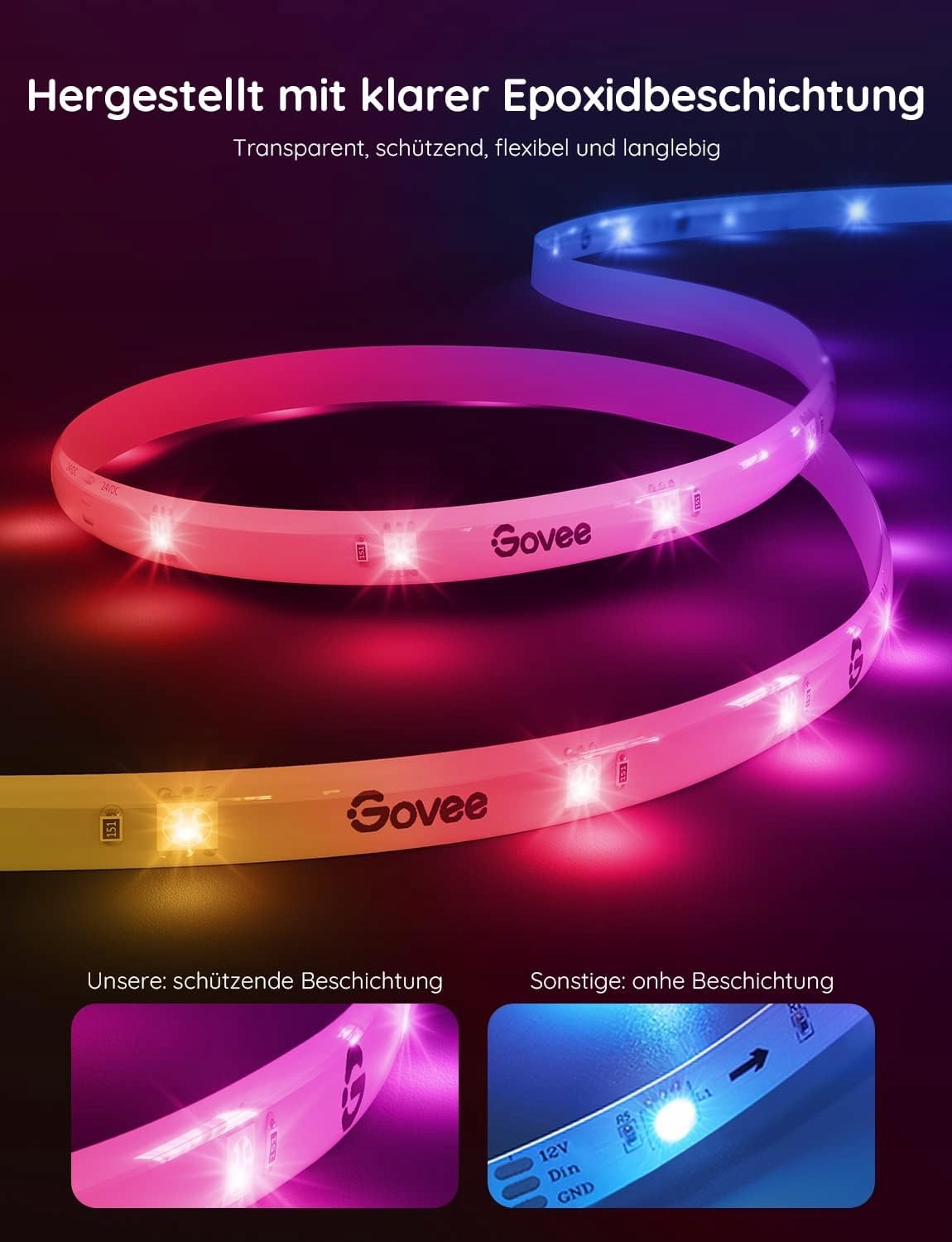 GOVEE RGBIC Pro LED 10m z Alexa Google Asystentem i Aplikacją — miniatura 4