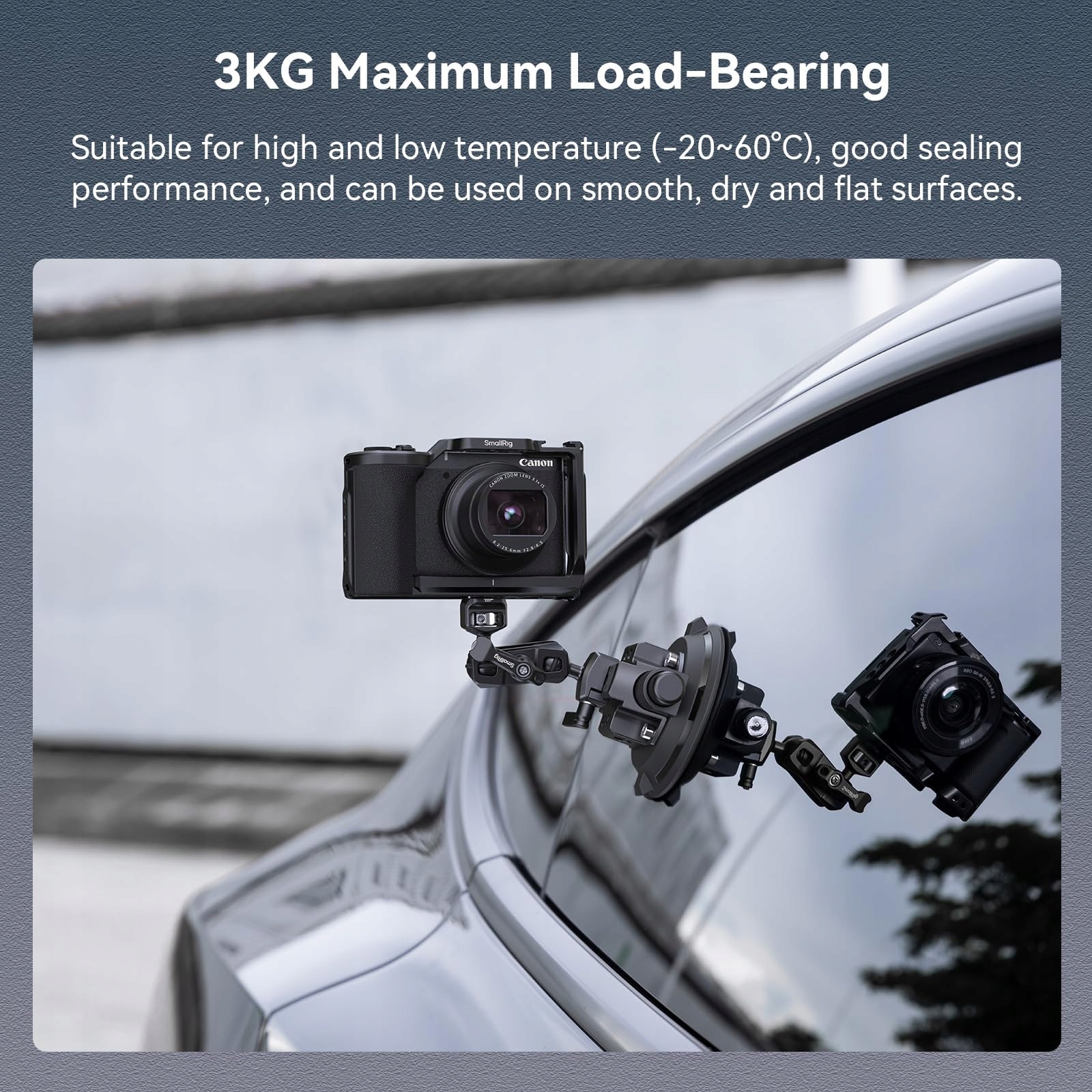 SMALLRIG 4236C Uchwyt Samochodowy Z Przyssawką Do Kamery Telefonu 3kg — miniatura 4