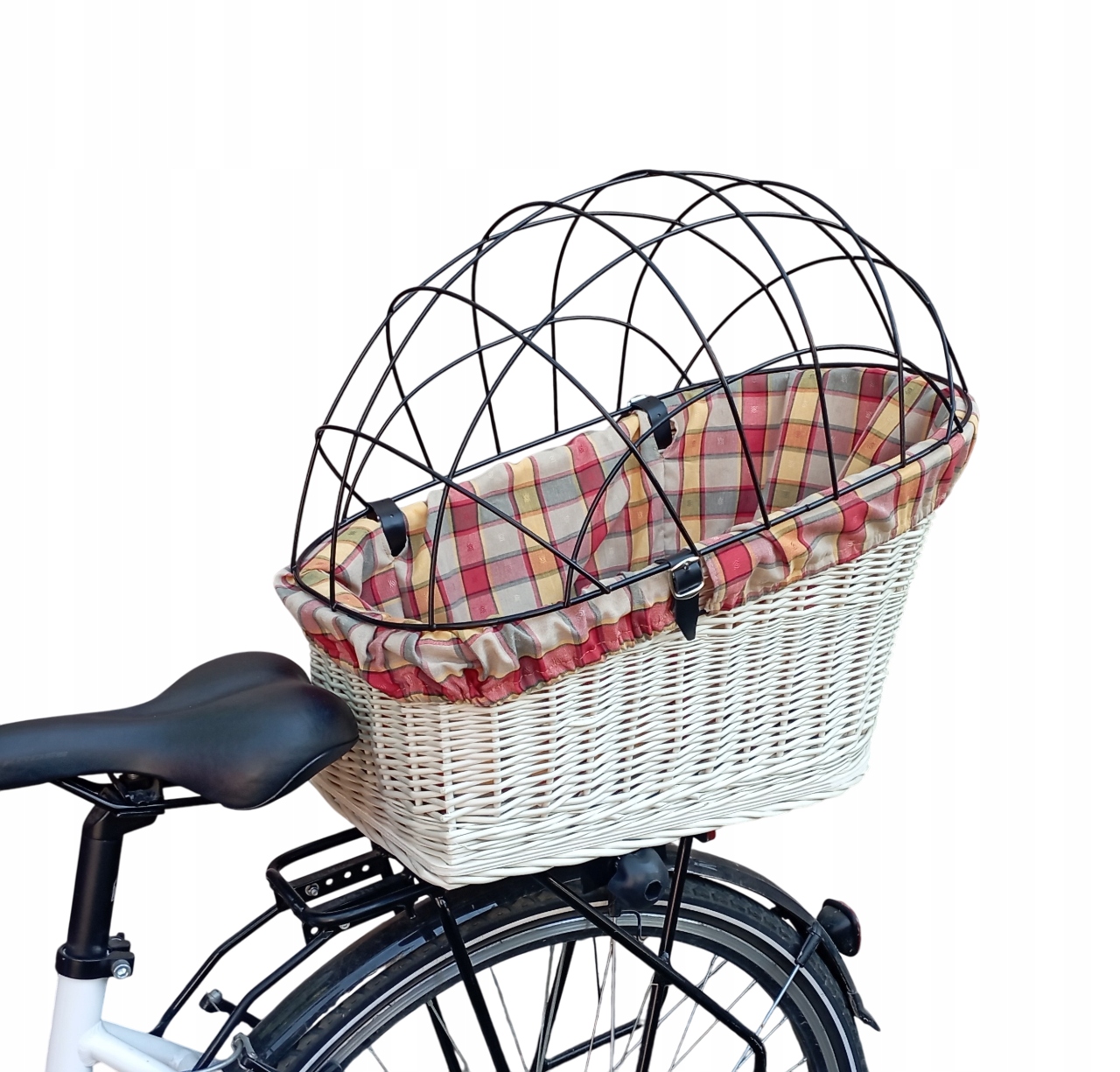 Kosz wiklinowy na rower z wkładem i poduszką Koszyk na Bagażnik dla Psa
