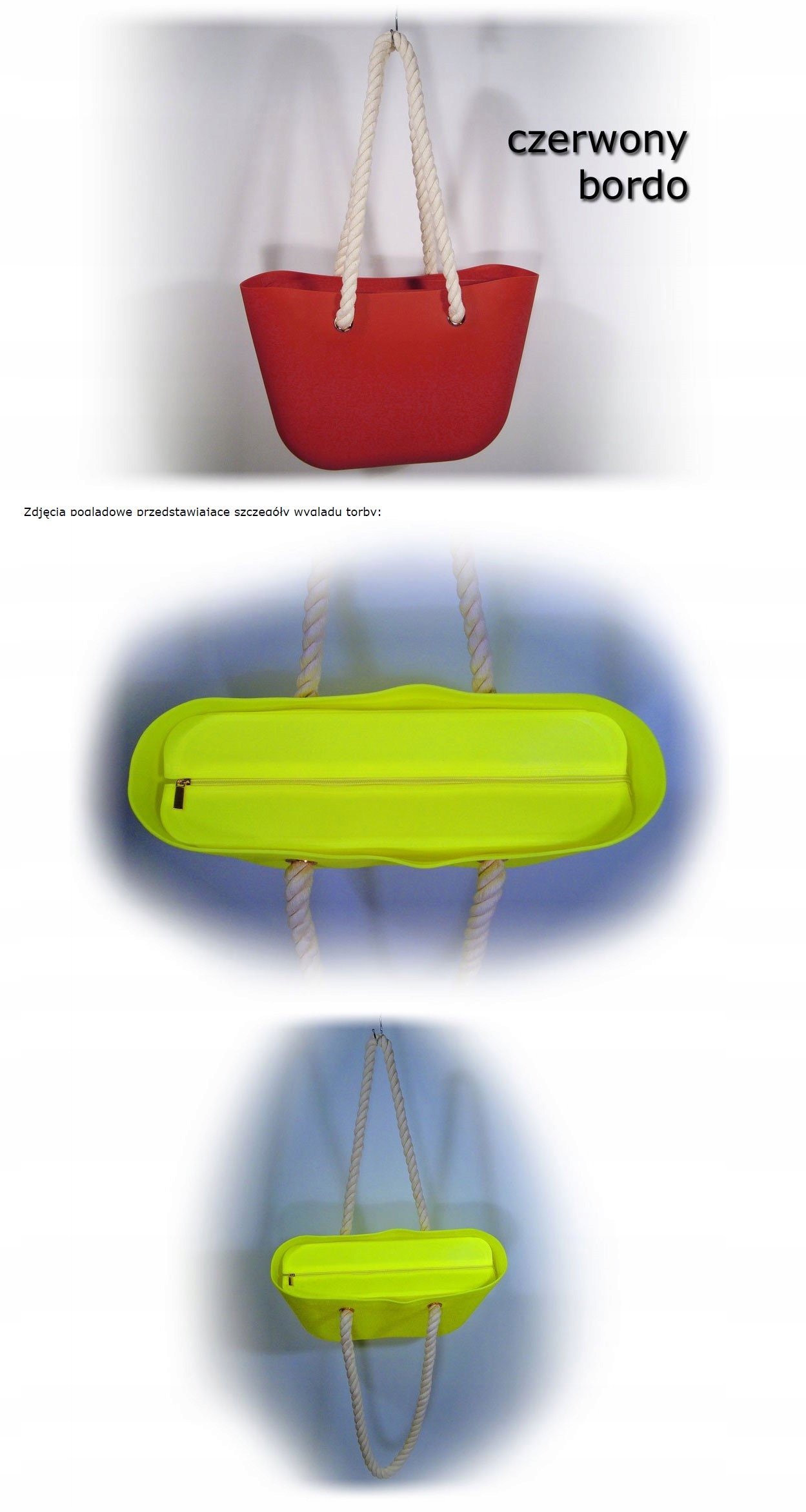 O TORBA GUMOWA TOREBKA HOBO JELLY SHOPPER BAG TGLA Kolor okuć inny