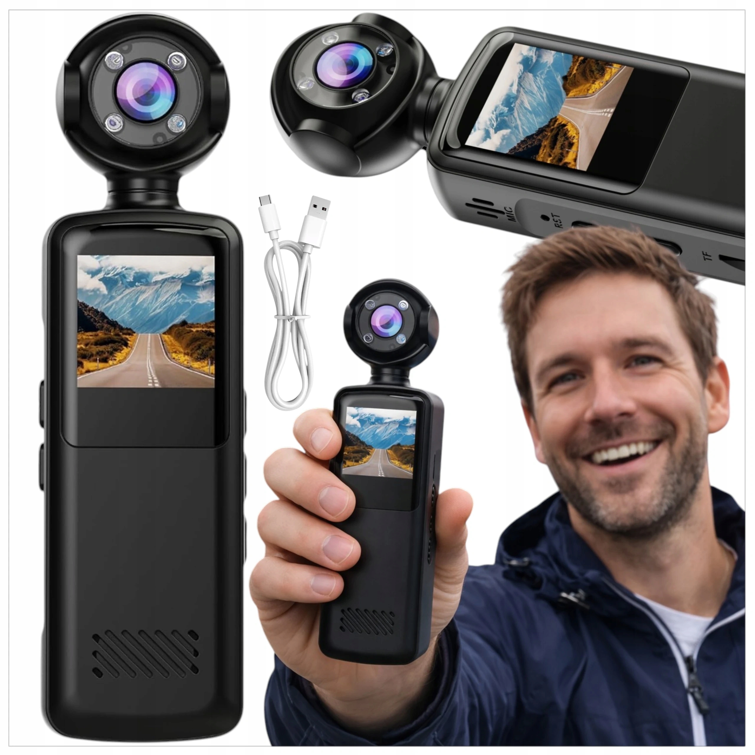 Sportovní Videokamera 1080P Hd Wi-fi Kompaktní Mini Kamera Pro Vlogy A Fotografie