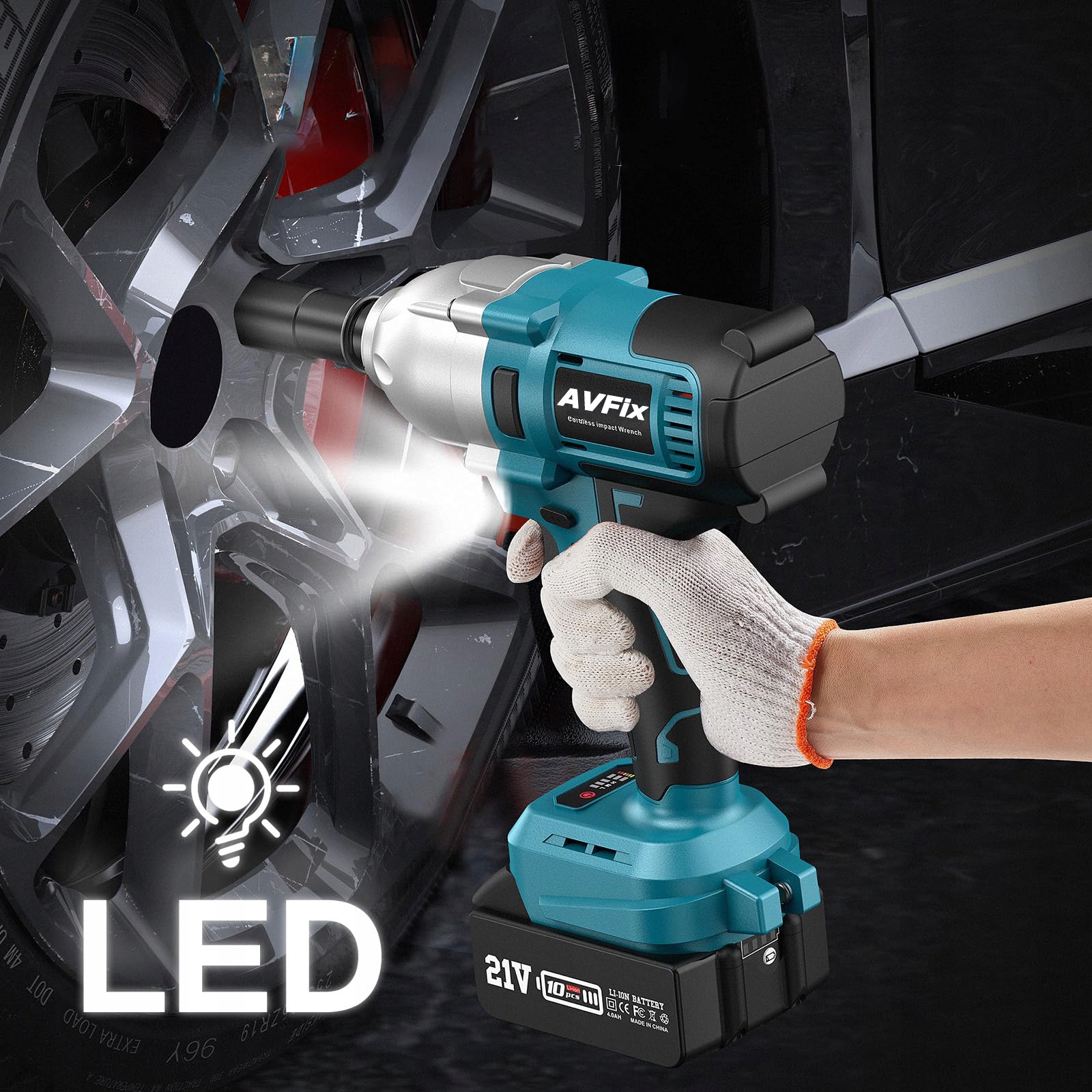 KLUCZ UDAROWY AKUMULATOROWY ZESTAW 1/2'' 800Nm 21V +NASADKI Rozmiar trzpienia 1/2''