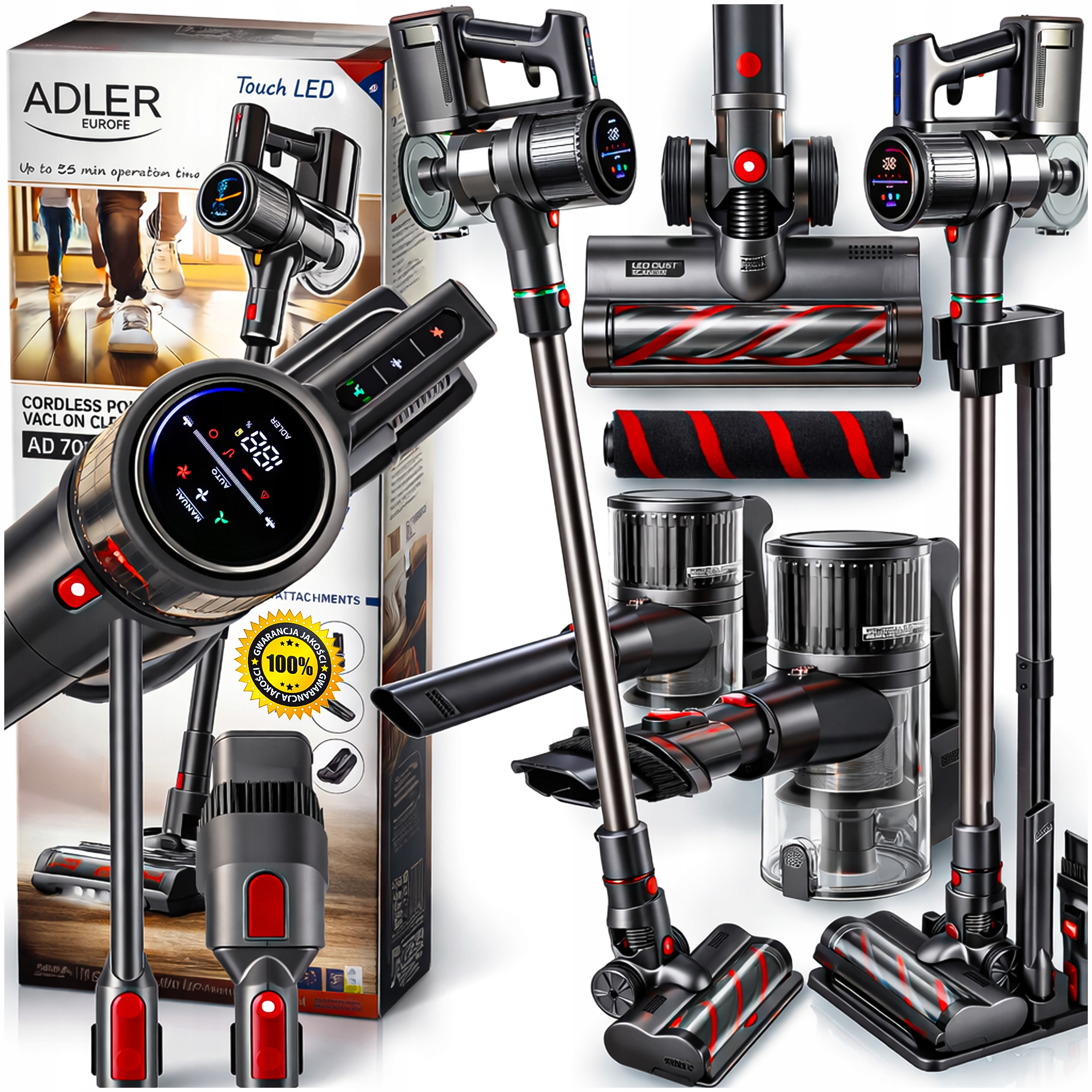 Tyčový Vysavač Bezdrátový Ruční Bezsáčkový 400W Výkonný Hepa Filtr