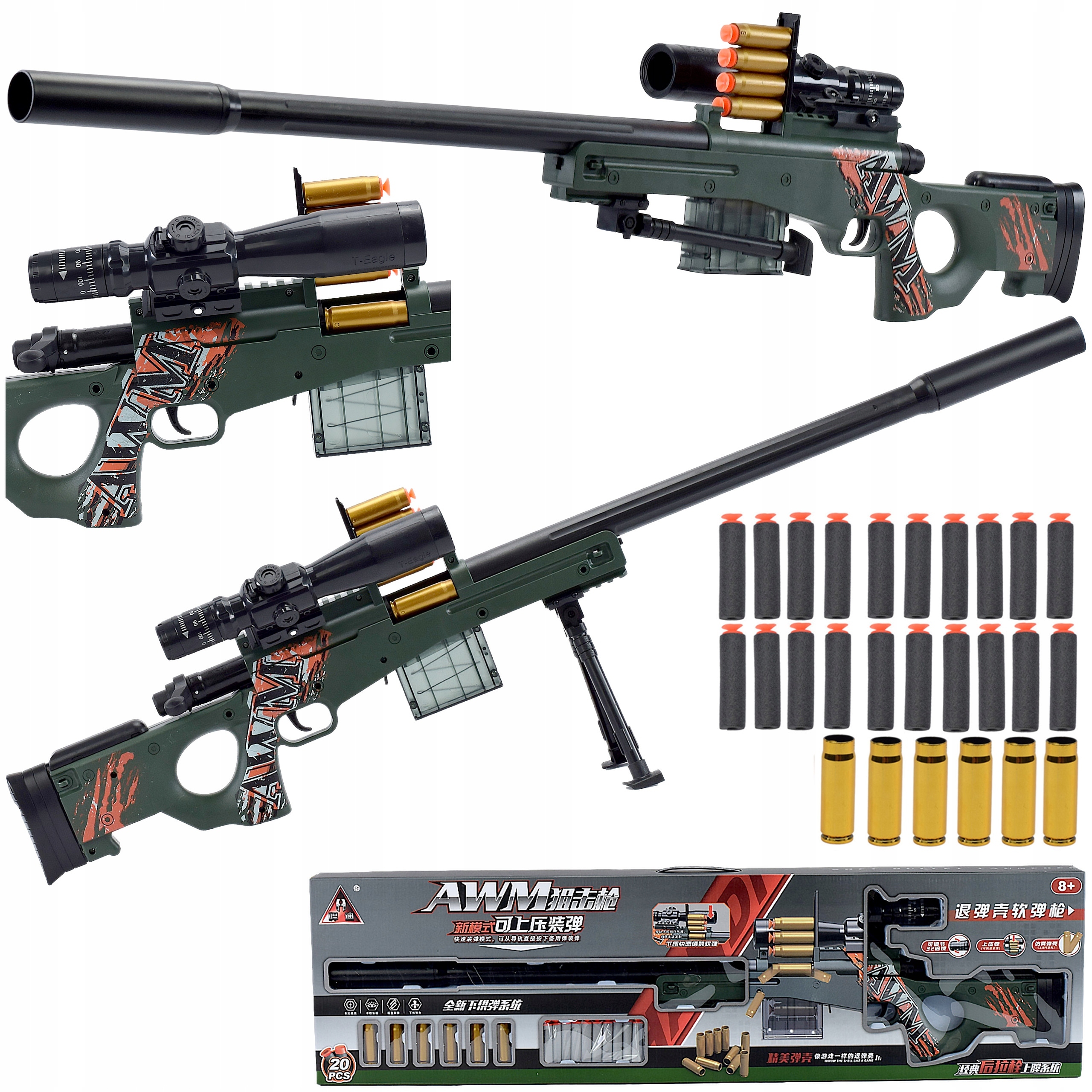 KARABIN PISTOLET SNAJPERKA SNAJPER STRZAŁKI ŁUSKI