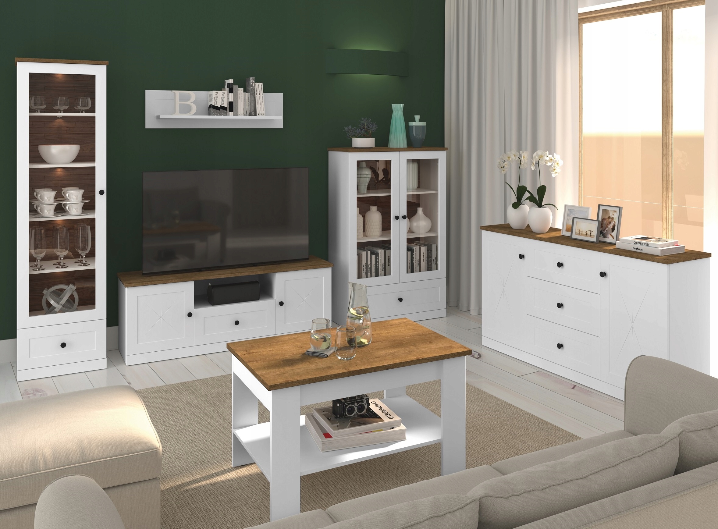 regał szybą zamykany witryna przeszklona Lille 04 Marka ML Meble