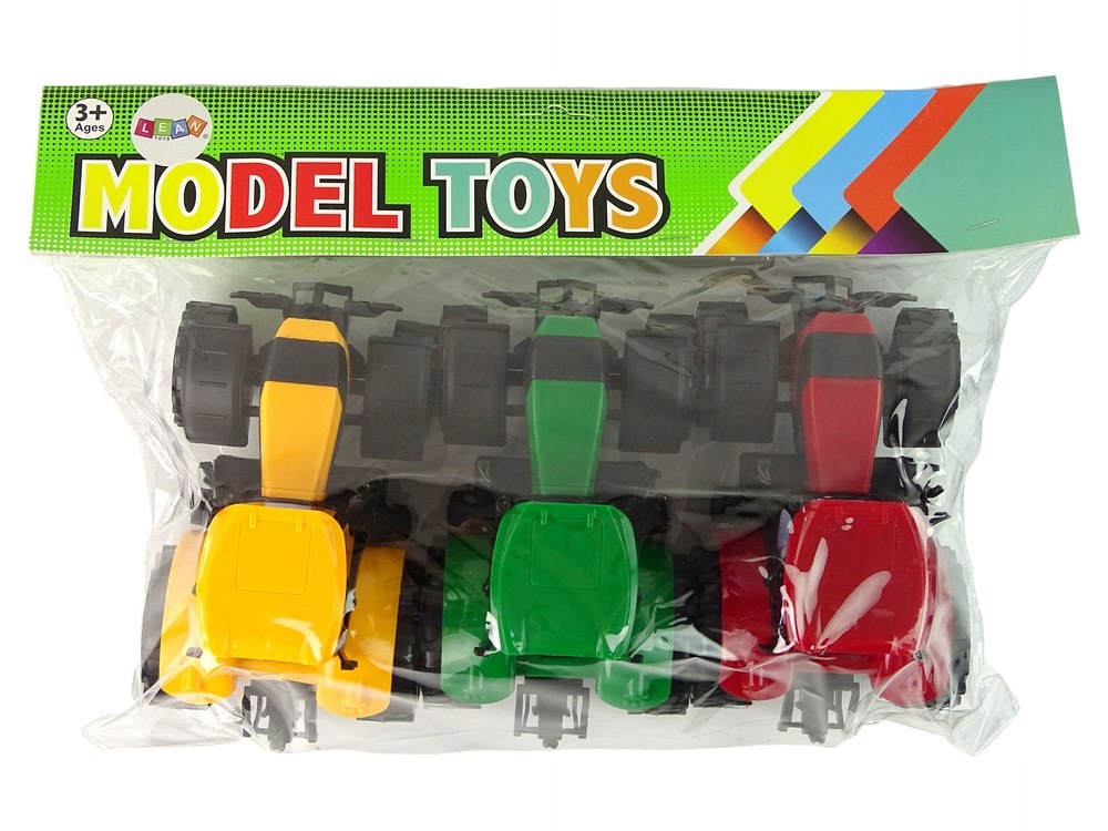 Zestaw Traktorów Rolniczych Farma 3 Sztuki Kolorowe Model Koparka