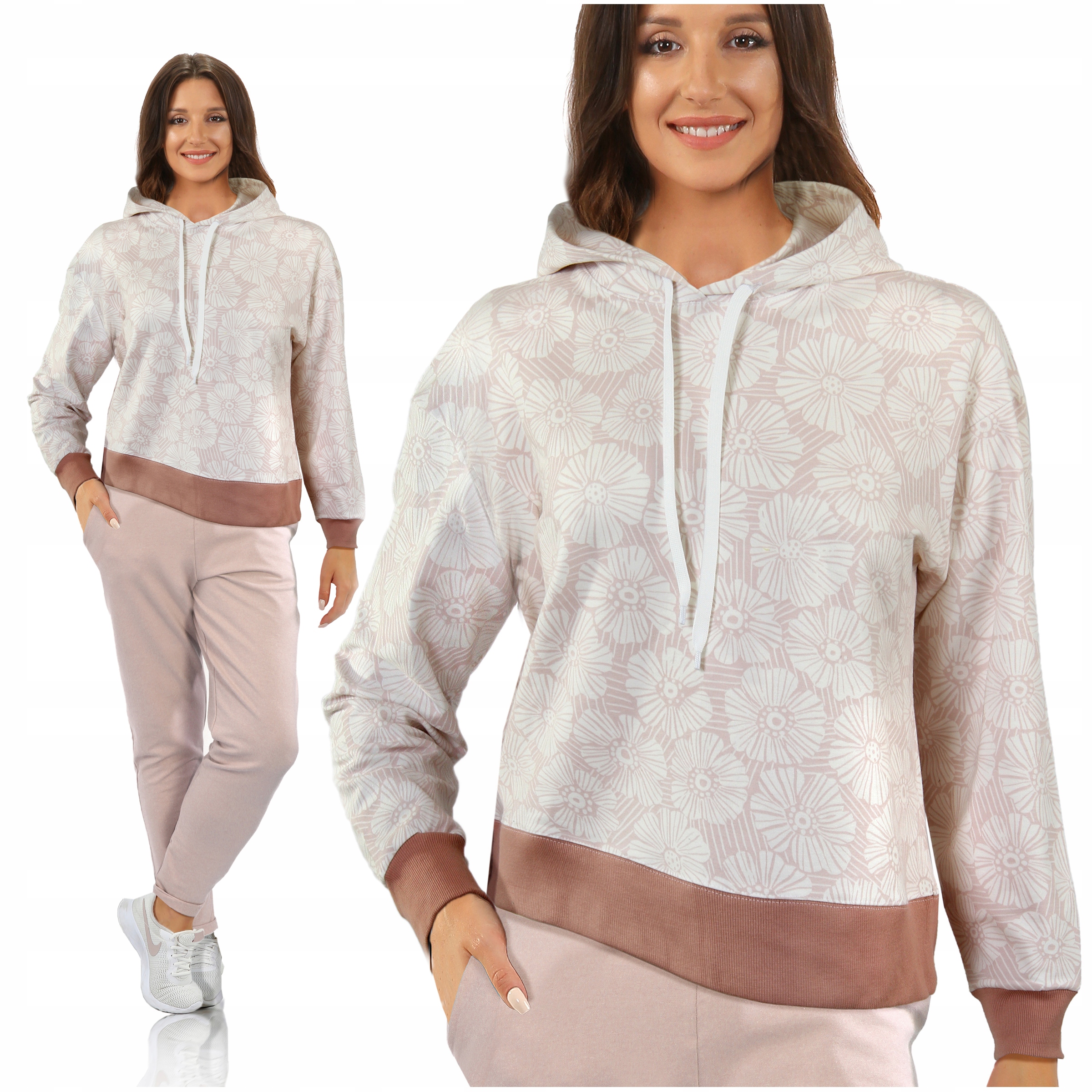 

Bluza na co dzień z kapturem Sesto Senso w kwiatki