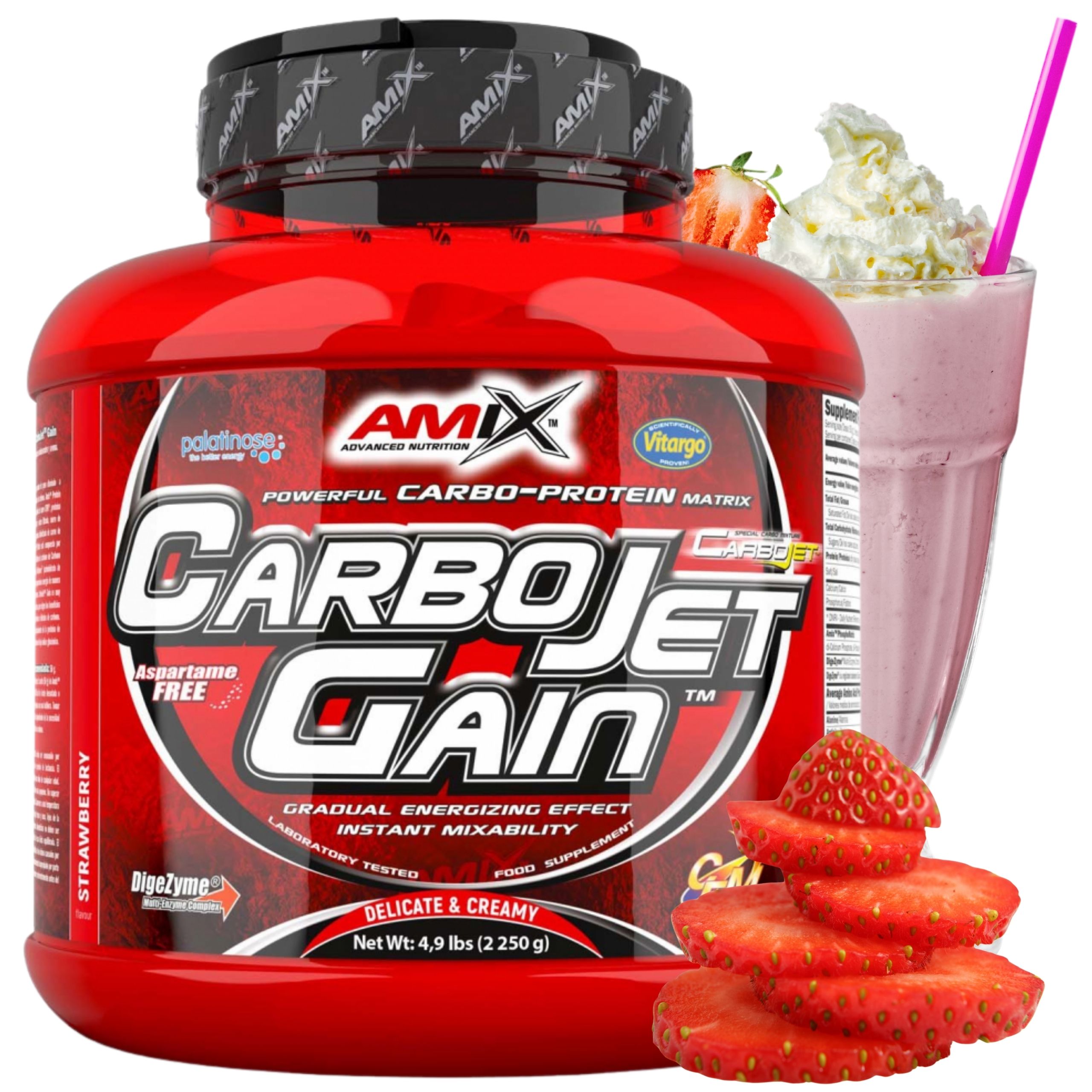 Gainer Na Hmotu Sacharidy Komplexní protein Cfm Amix CarboJet Gain 2250 g