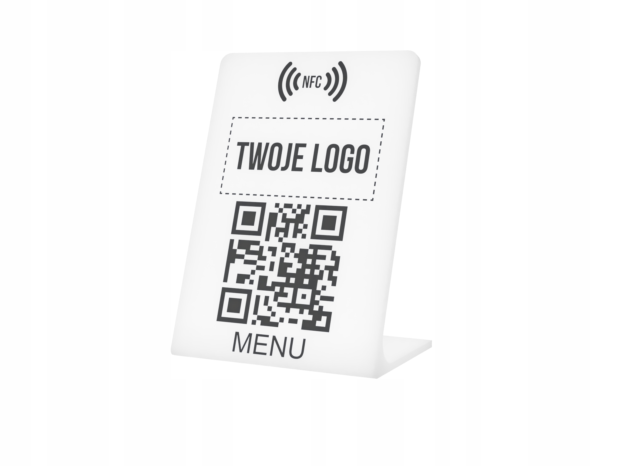 TABLICZKA Z CHIPEM NFC KODEM QR STOJAK MENU KARTA DAŃ DRINKÓW KOKTAJLI 3Dit