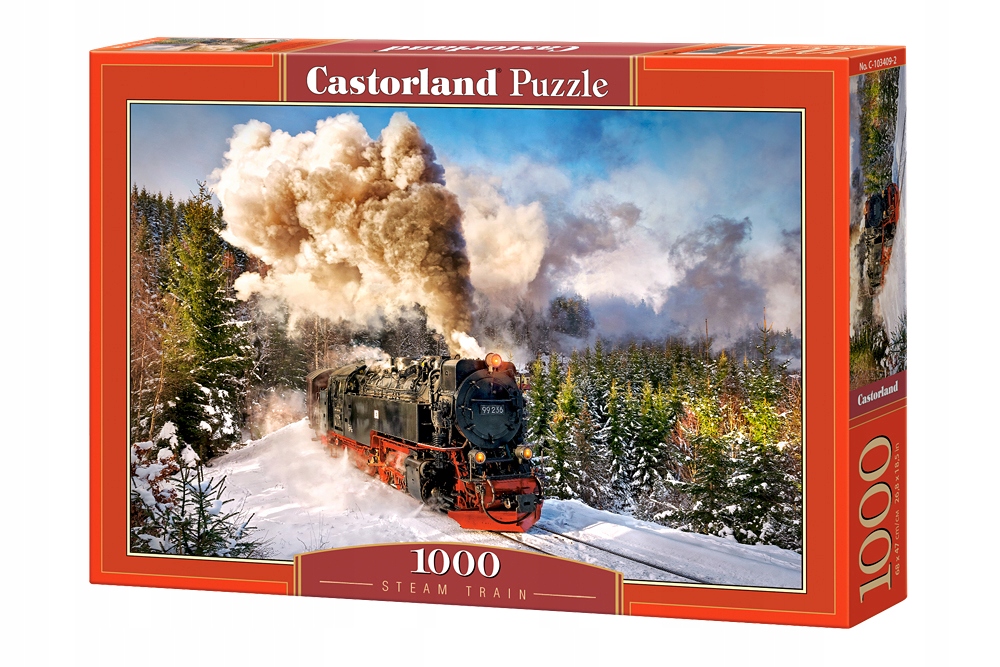 PUZZLE 1000 UKŁADANKA POCIĄG PAROWÓZ LOKOMOTYWA ZIMA LAS ŚNIEG 9+ CASTOR EAN (GTIN) 5904438103409