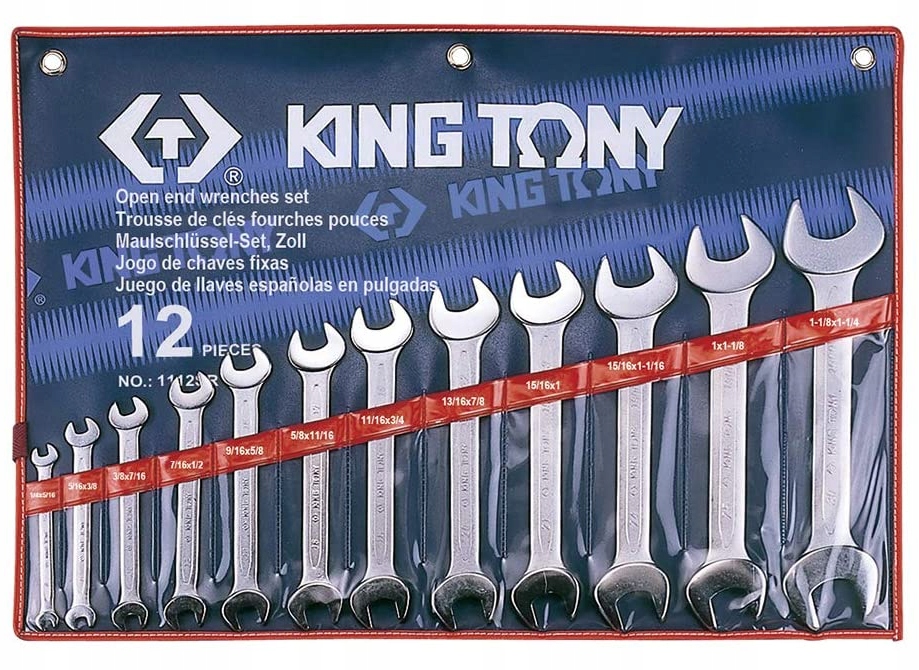 Klucze PLASKIE ZESTAW 12sz CALOWE KING TONY 1112SR