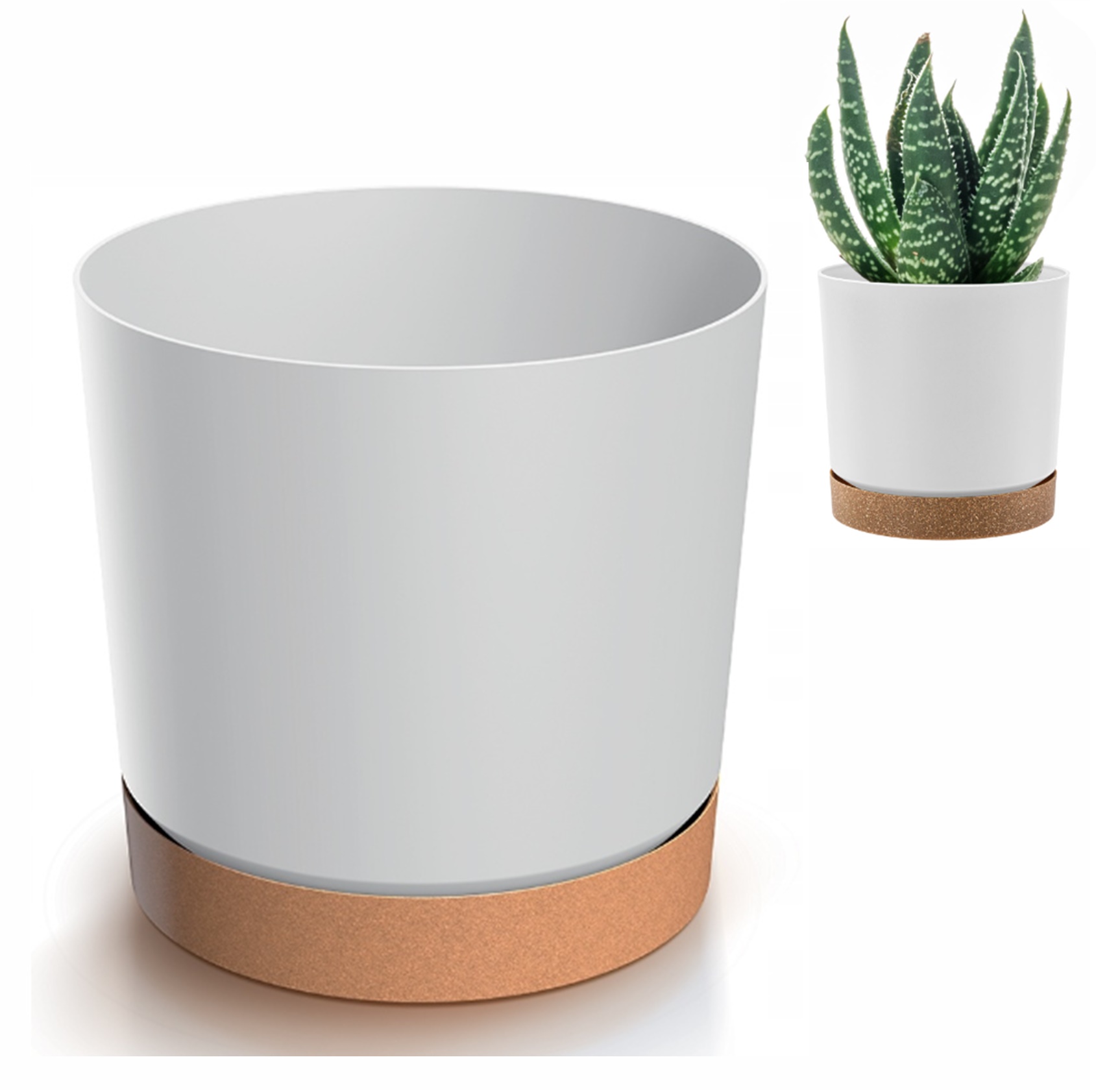 

Doniczka Biała ECO15cm osłonka z podstaw Clic+drop