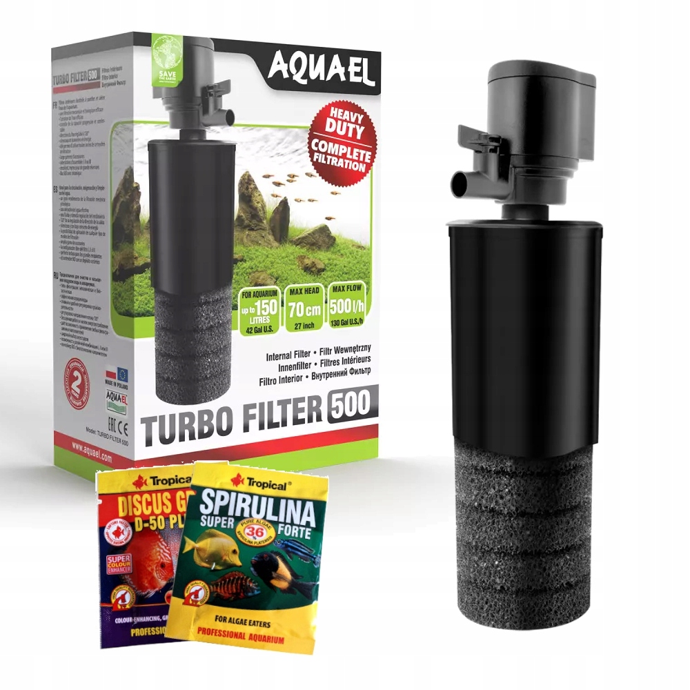 Levně Vnitřní Filtr Pro Akvárium Aquael Turbo 500 150L Dárek