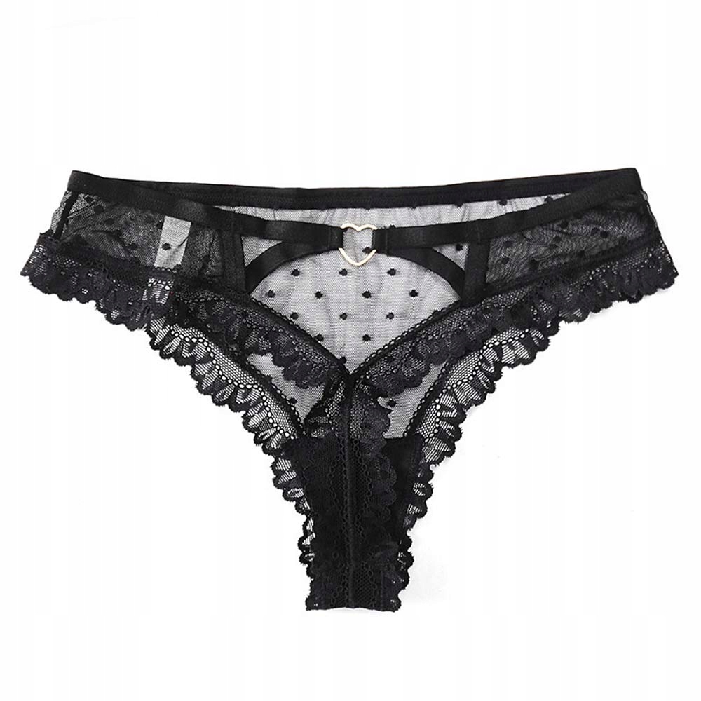 KORONKOWE MAJTKI DAMSKIE SEXY STRINGI Z SERCEM Wzór dominujący bez wzoru