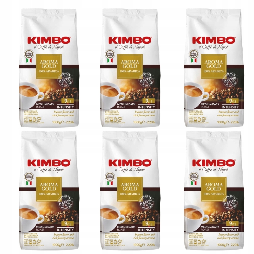 Levně Káva zrnková Kimbo Aroma Gold 100% arabica, sada káv 6 kg