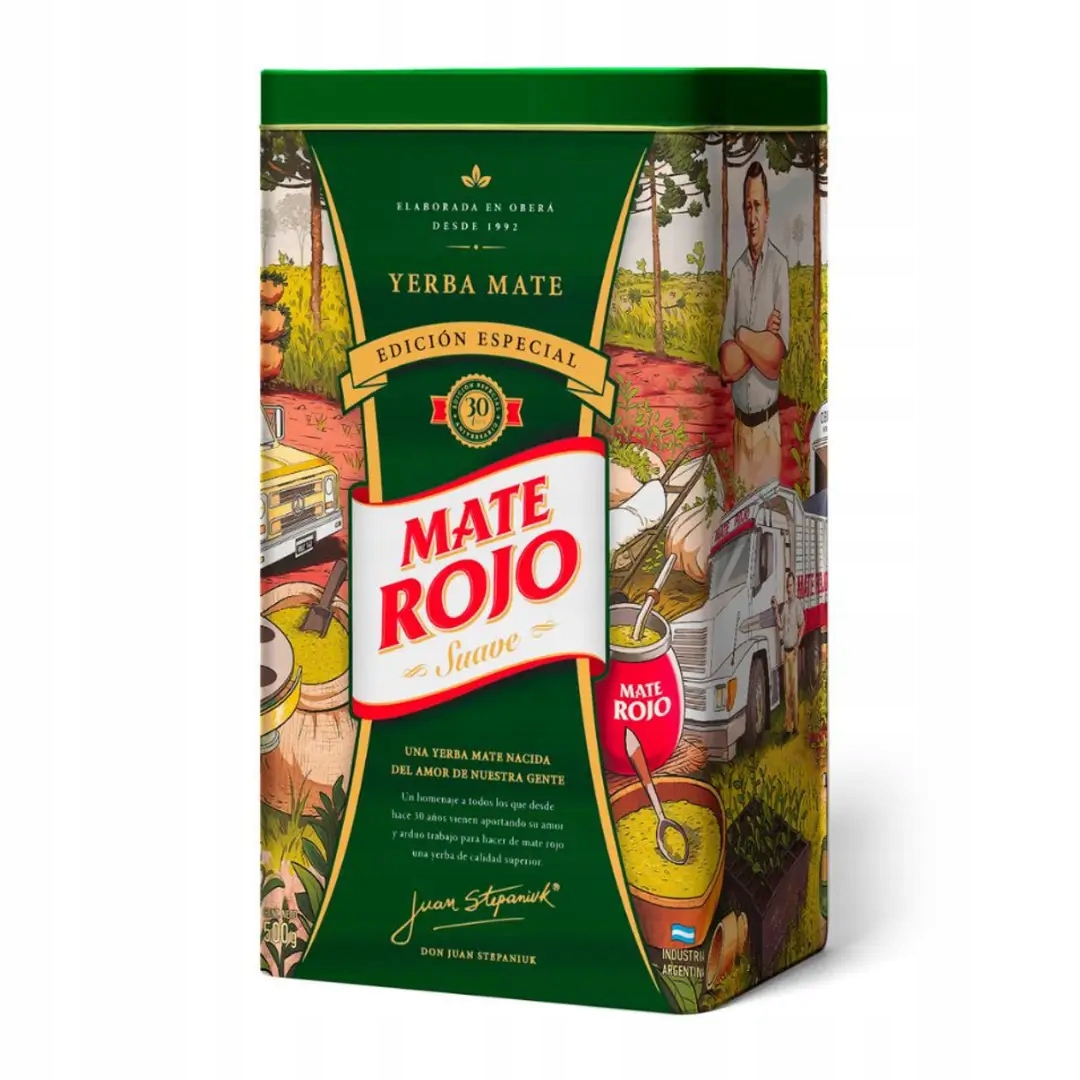 Yerbera Mate Rojo Suave – jemná yerba maté 500 g v kovové plechovce