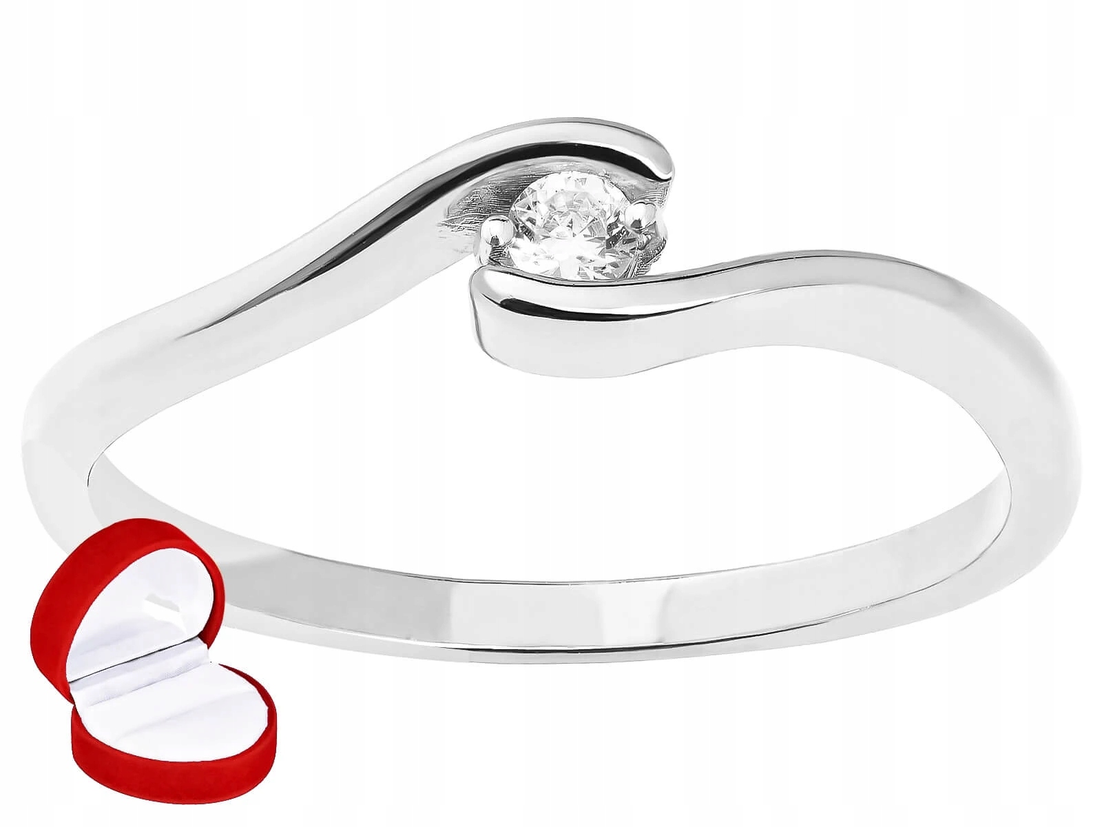 Jemný prstýnek z bílého zlata Zirkon 585