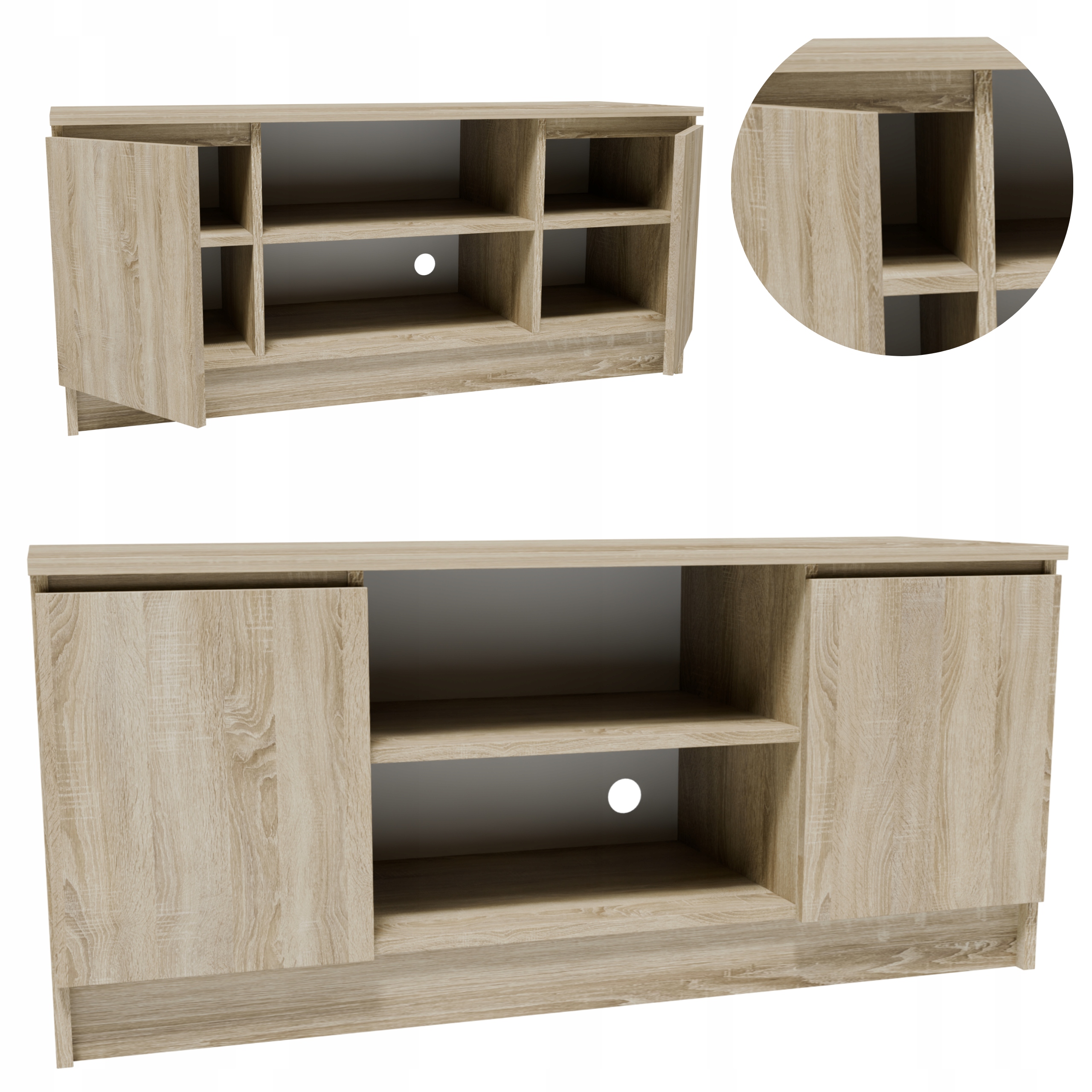 Rtv skříňka 2D1P140SON sonoma 140 Cm malý stolek pod televizor komoda regál