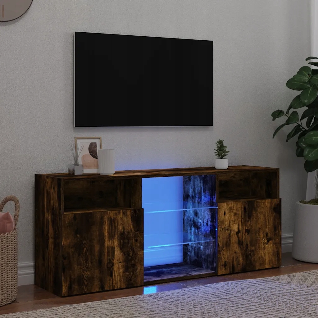 Tv skříňka s Led osvětlením kouřový dub 120 x 30 x 50 cm Hnědá 815714