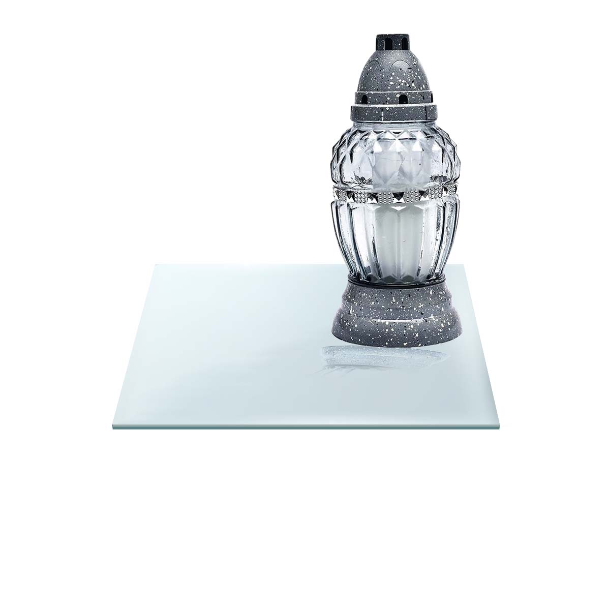 SZKLANA PODSTAWKA POD ZNICZE z LUSTRA 569h 40x40cm