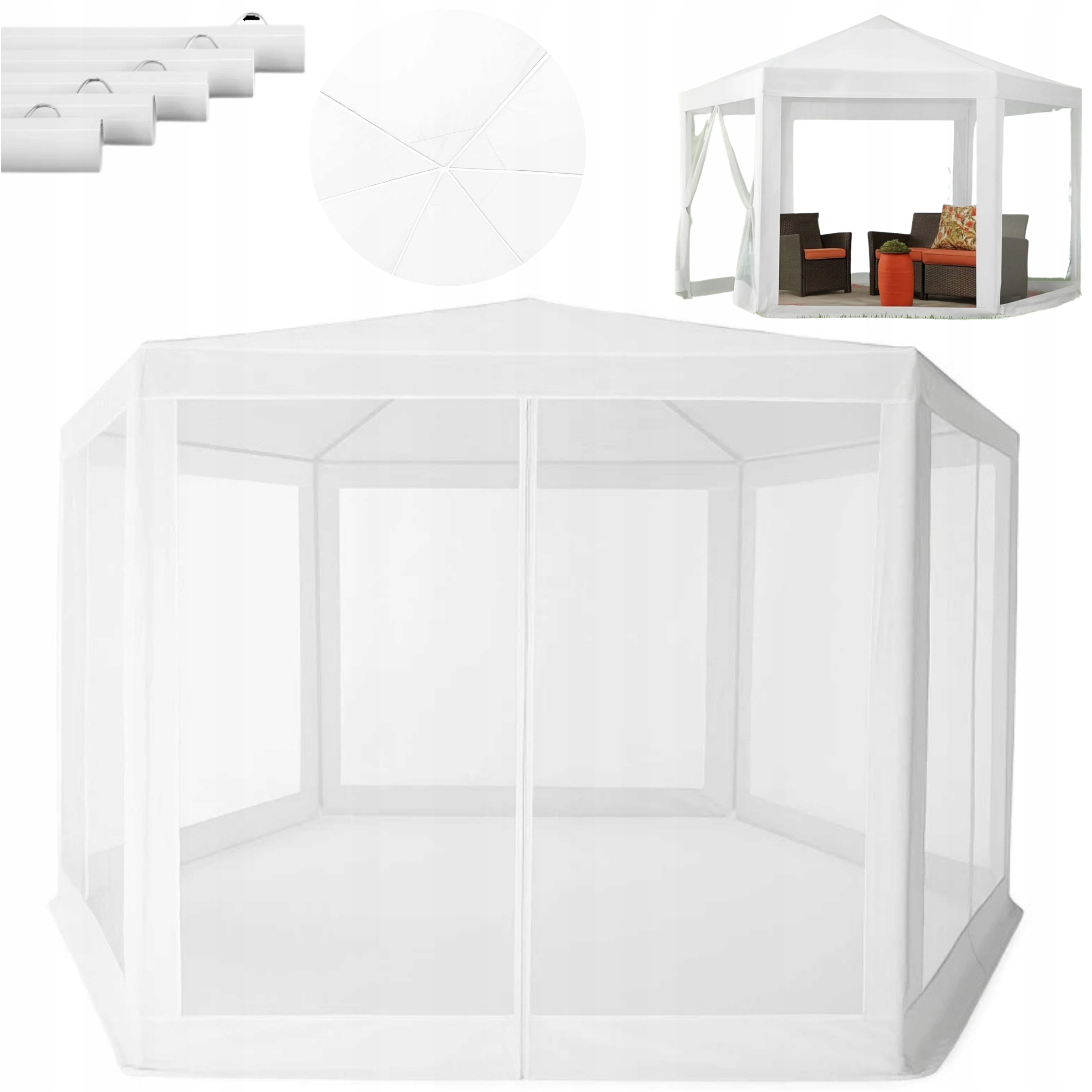 Duży Namiot Ogrodowy Altana Z Moskitierą Na Ogród Działkę 4x4 M 6 Ścian