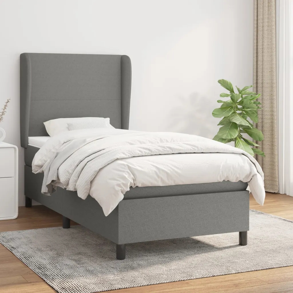 Box spring postel s matrací tmavě šedá 90x190 cm textil Šedá 3127766