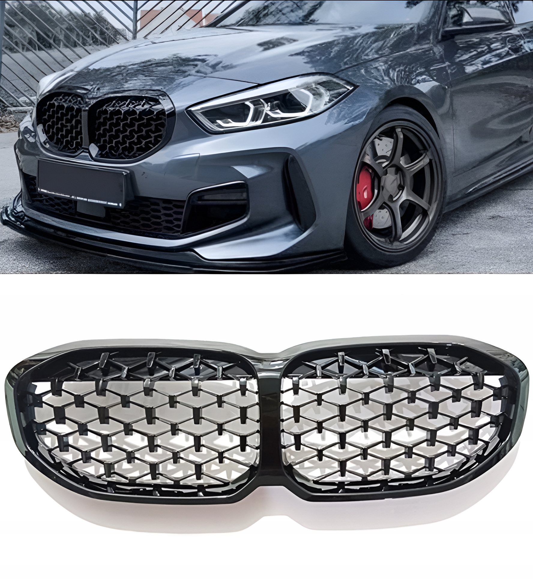 Grill M Look Predná Mriežka Nárazníka Nárazník Pre Bmw F40 F41 2019+ Čierny Diamond