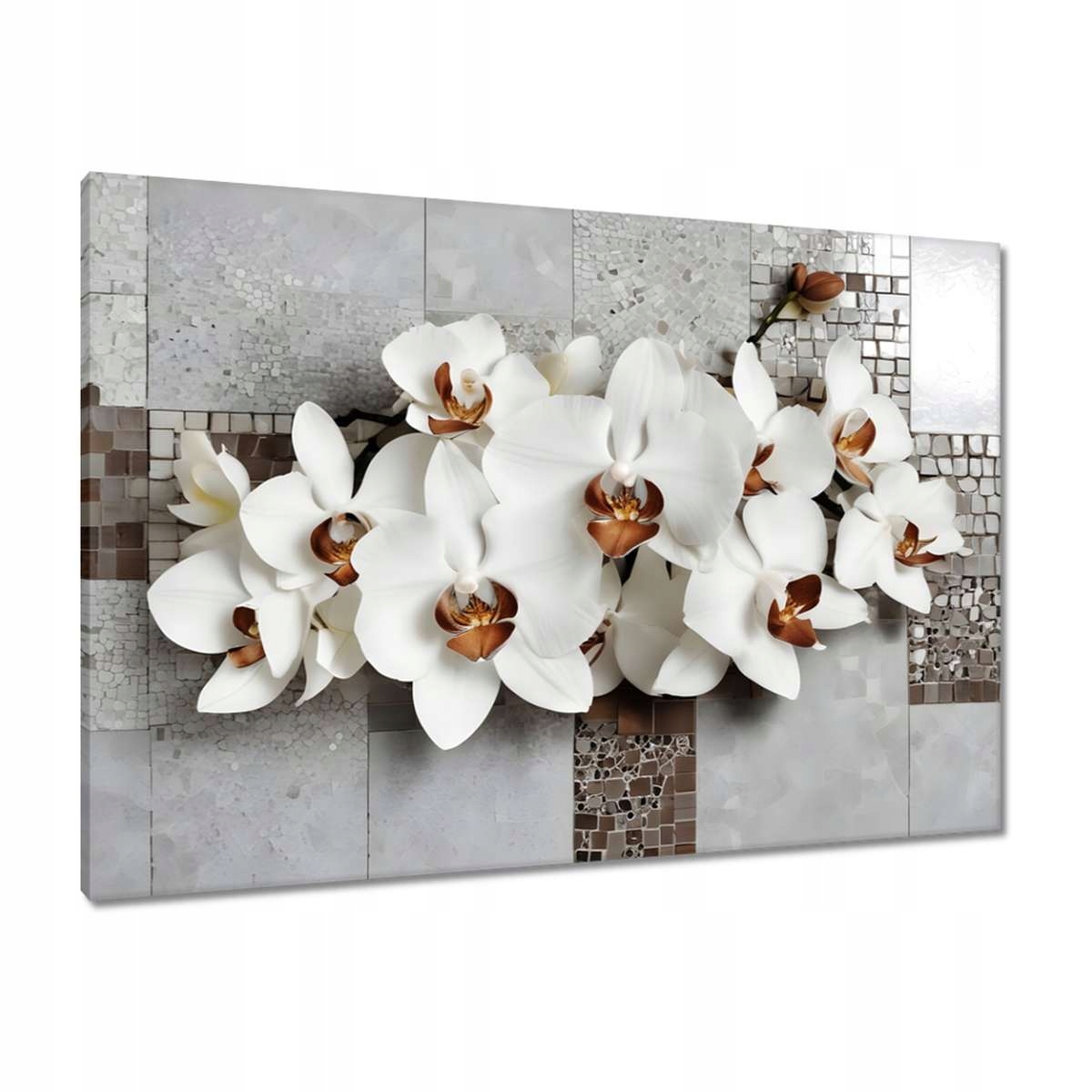 Obrazy 100x70 Bílé orchideje a mozaika