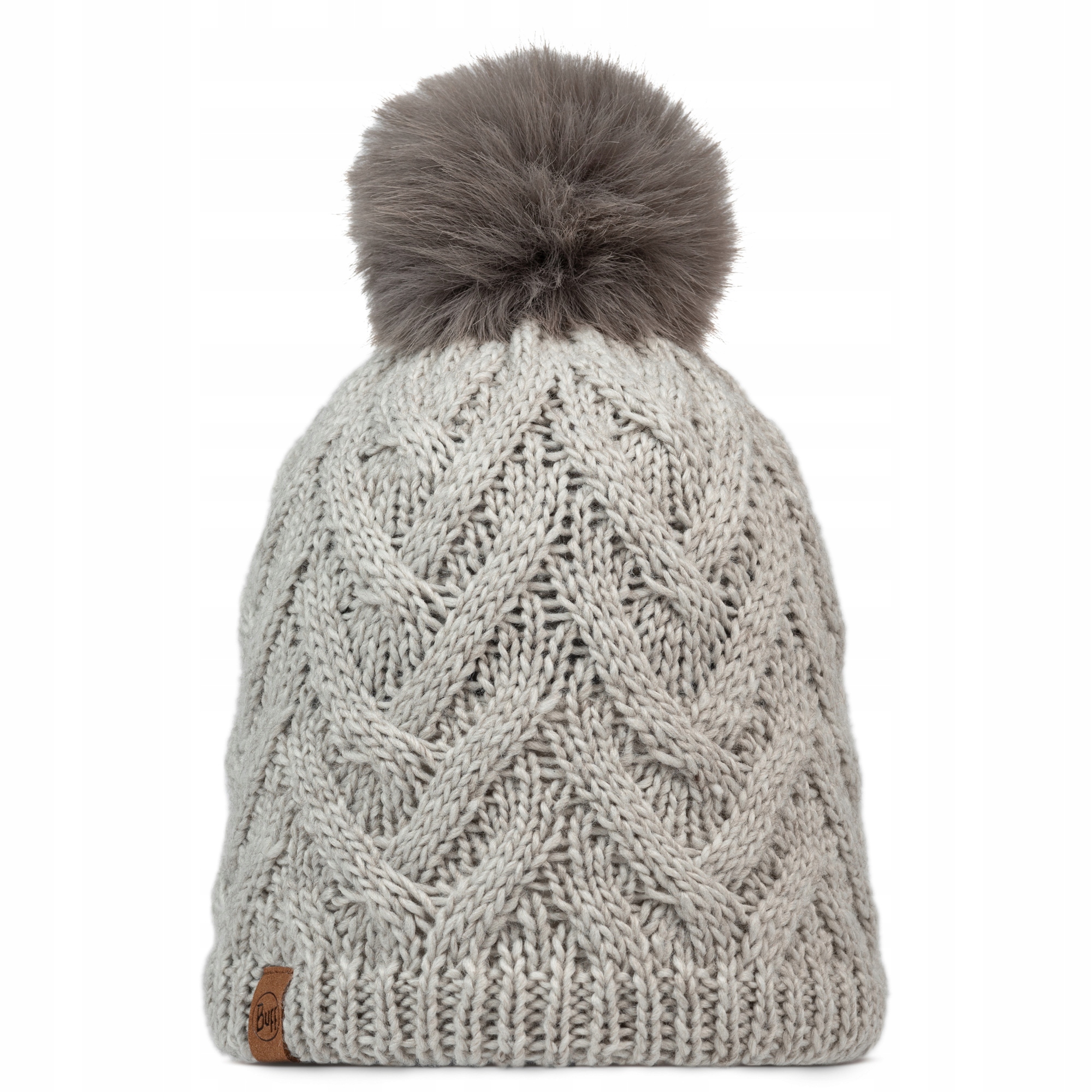 Čepice s bambulí Buff Knitted & Fleece Band Beanie Caryn šedá