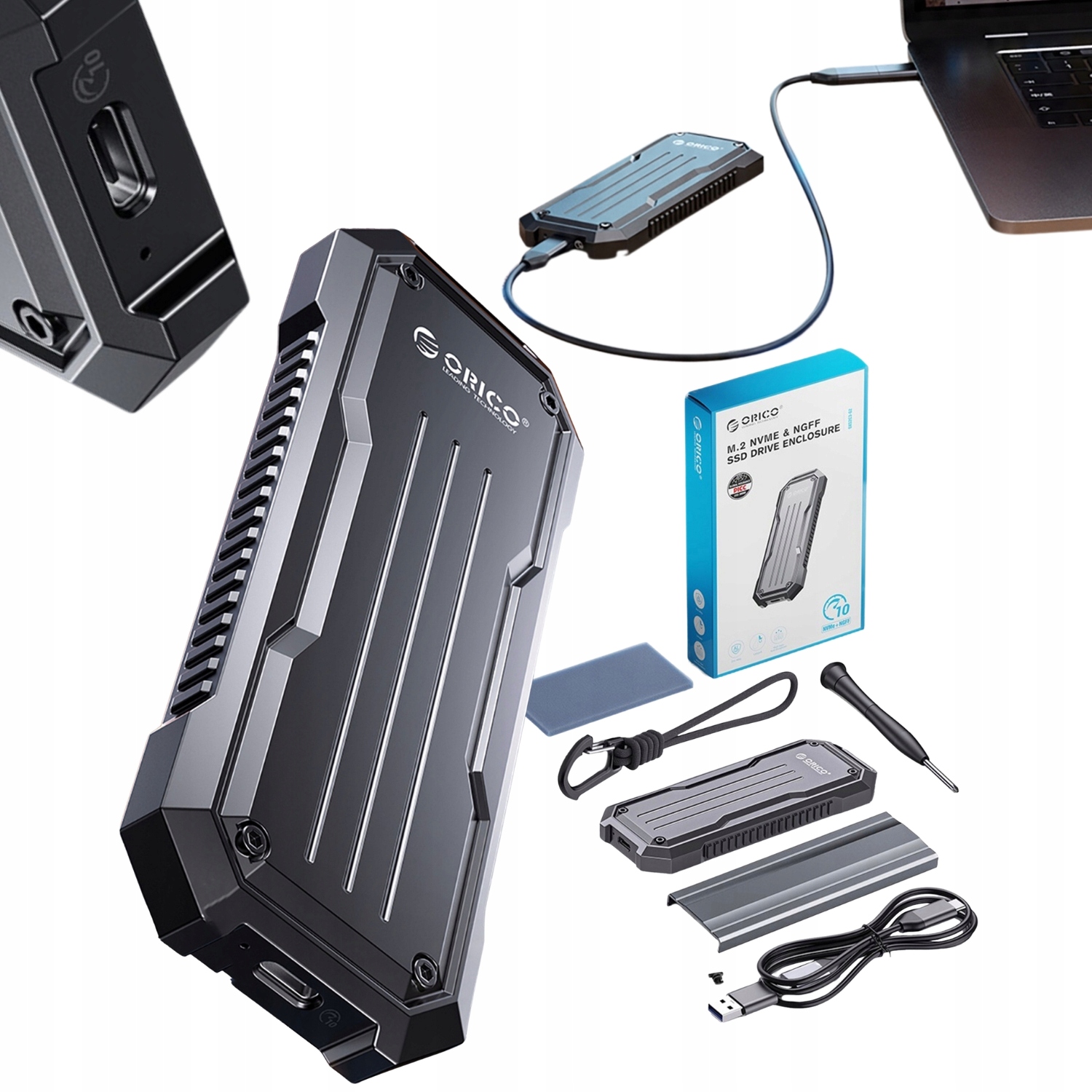 Obudowa Dysku Kieszeń Na Dysk Ssd M.2 NVMe Sata Usb-c 3.2 10Gb/s Orico