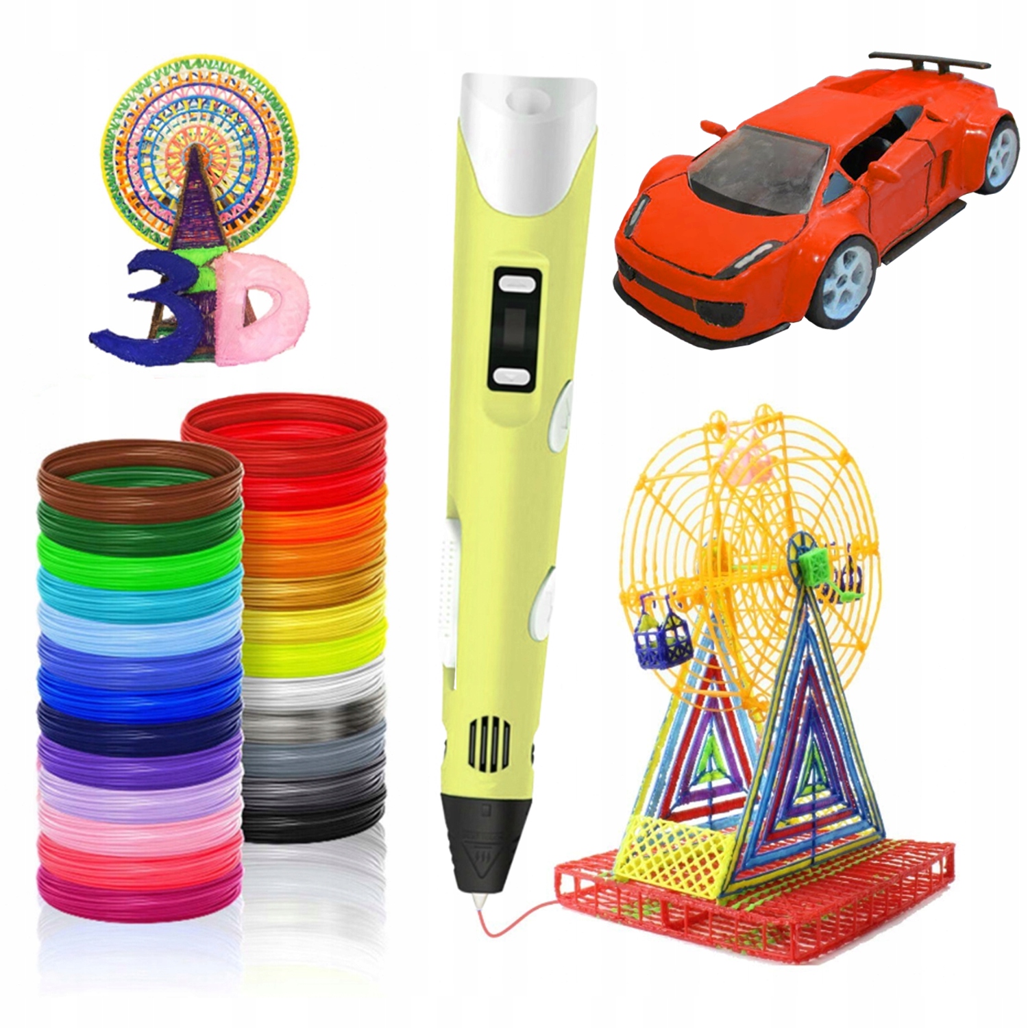 DŁUGOPIS DRUKARKA 3D ZESTAW XXL DLA DZIECI + SZABLONY + WKŁADY 300M Model 3D PEN 2024