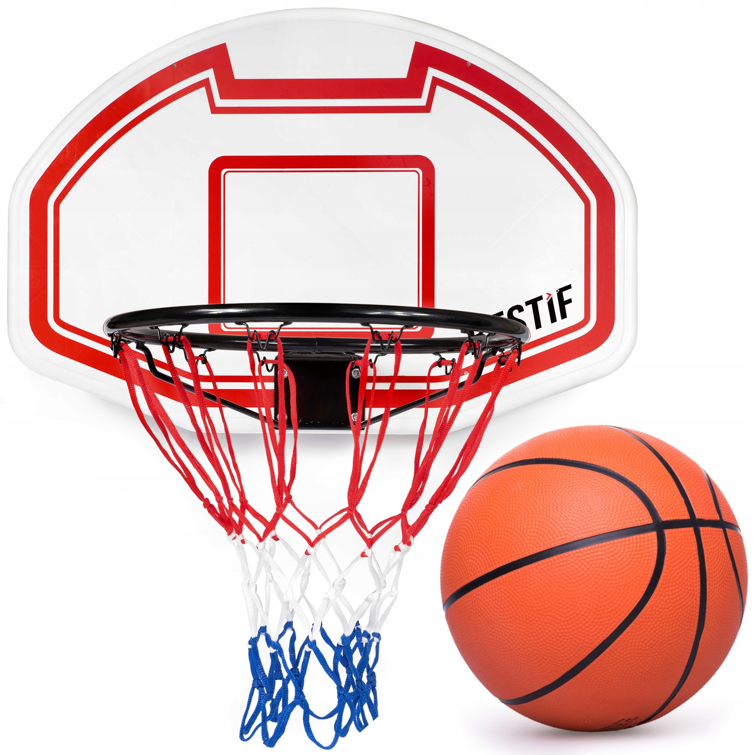 TABLICA DO KOSZYKÓWKI KOSZA TARCZA OBRĘCZ + PIŁKA DO KOSZA ZESTAW Średnica obręczy 45 cm