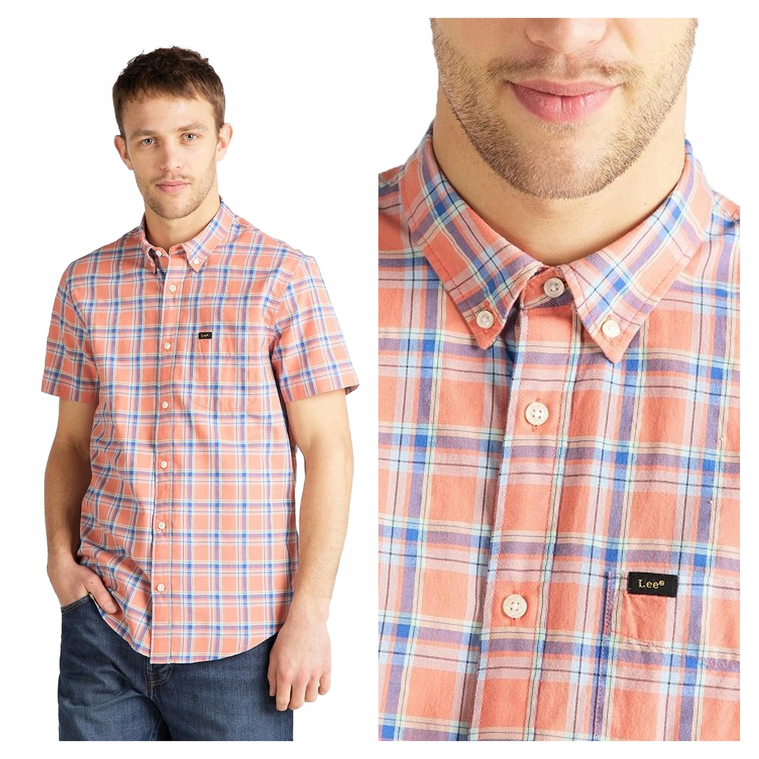 Lee Button Pánská Kostkovaná Košile S Krátkým Rukávem