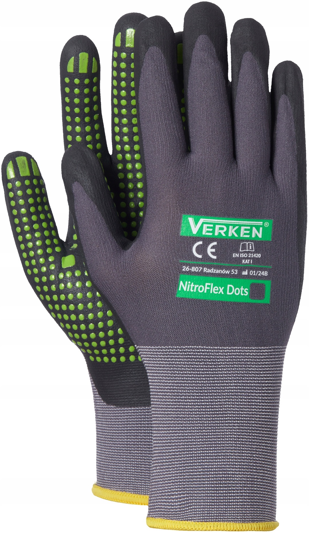 Rękawice Nitrylowe nakrapiane, Verken NitroFlex Dots r. 10(XL) 12 par