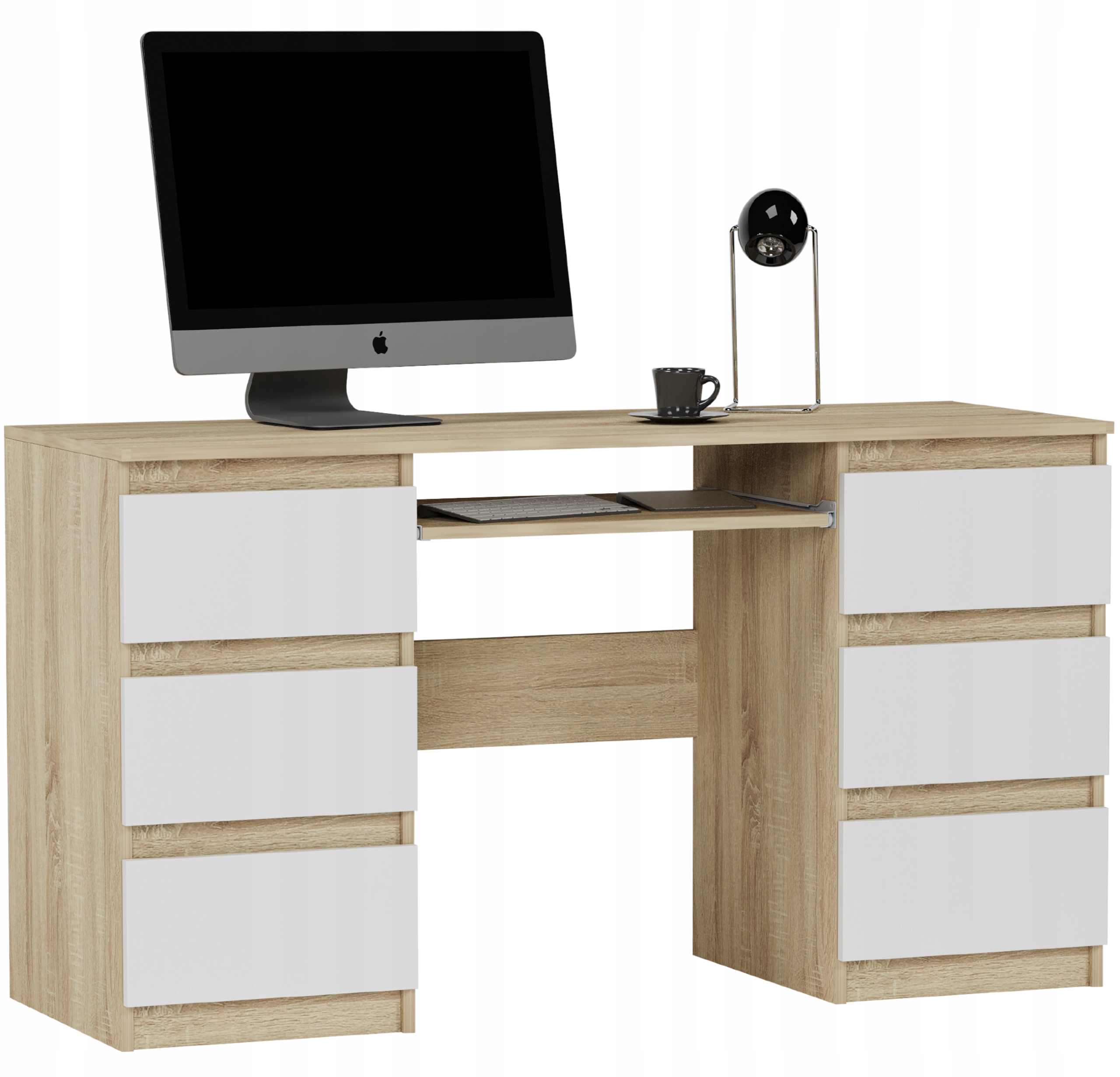 Meble Biurko komputerowe 6sz 135cm sonoma mix N32