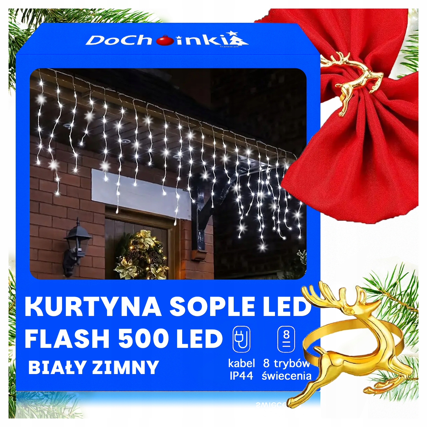 Venkovní Osvětlení Rampouchy 500 Led IP44 Trvalé Svícení Flash Studená Bílá Dárek