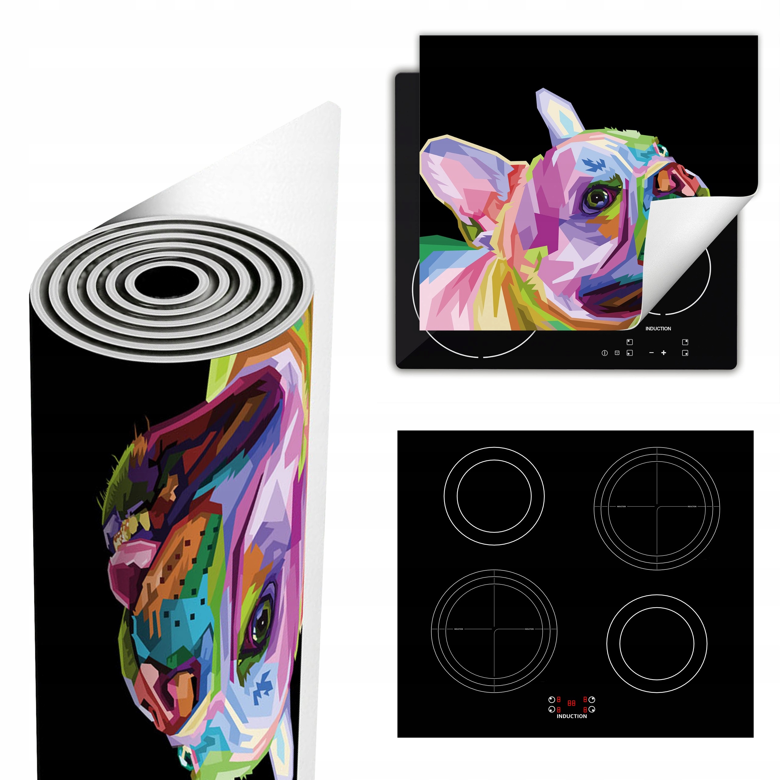 Ochranná Podložka Na Sporák Má Více Místa 60x52, černý pes