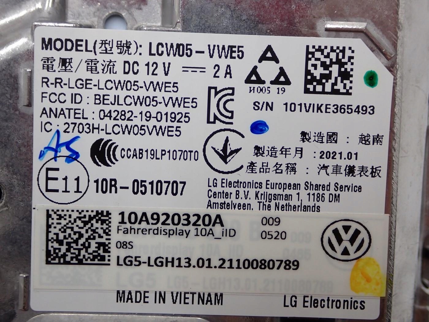 спидометр часы европа 10A920320A vw ID3 id.3 21R