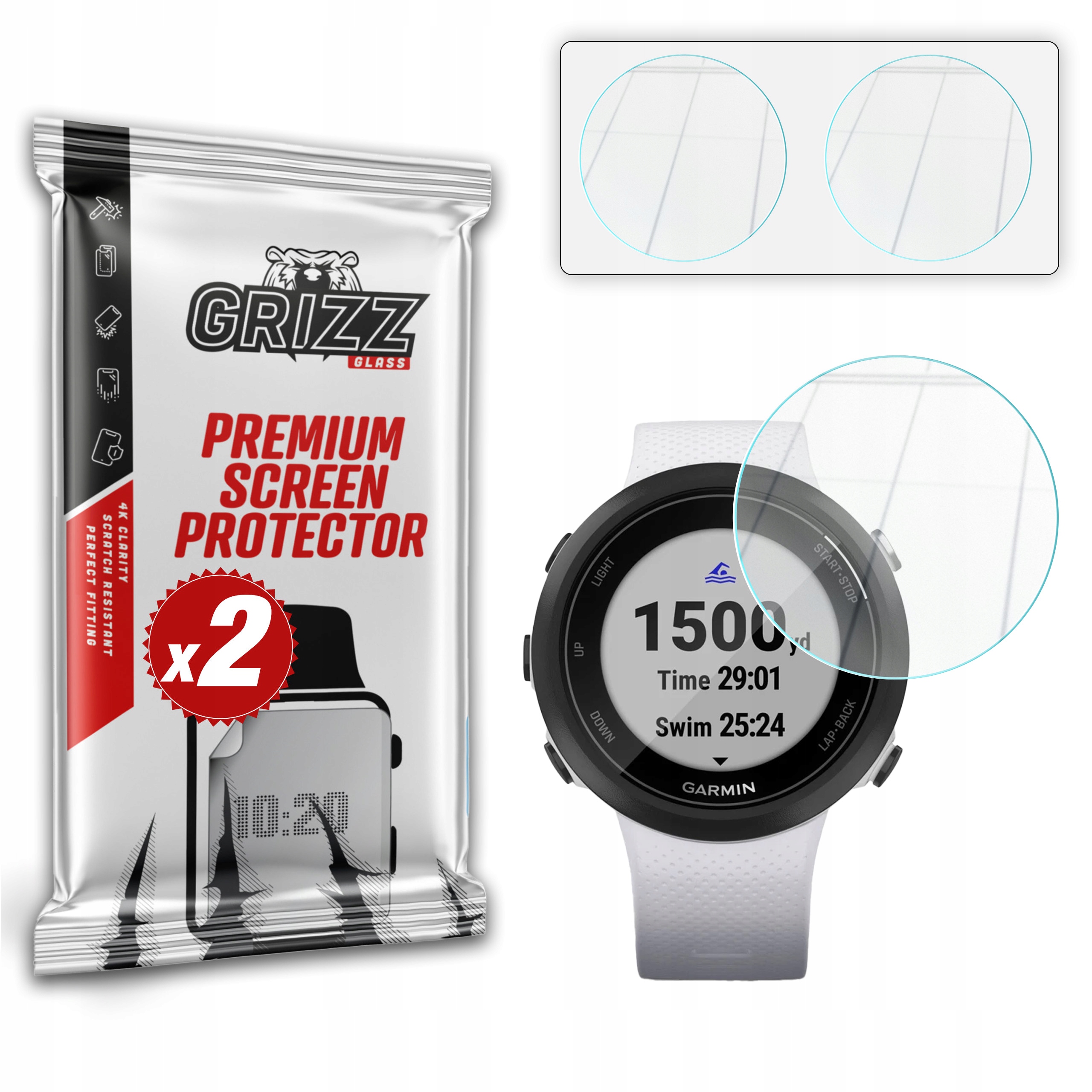 2-PAK Hybrydowe szkło ochronne 9H do Garmin Swim 2