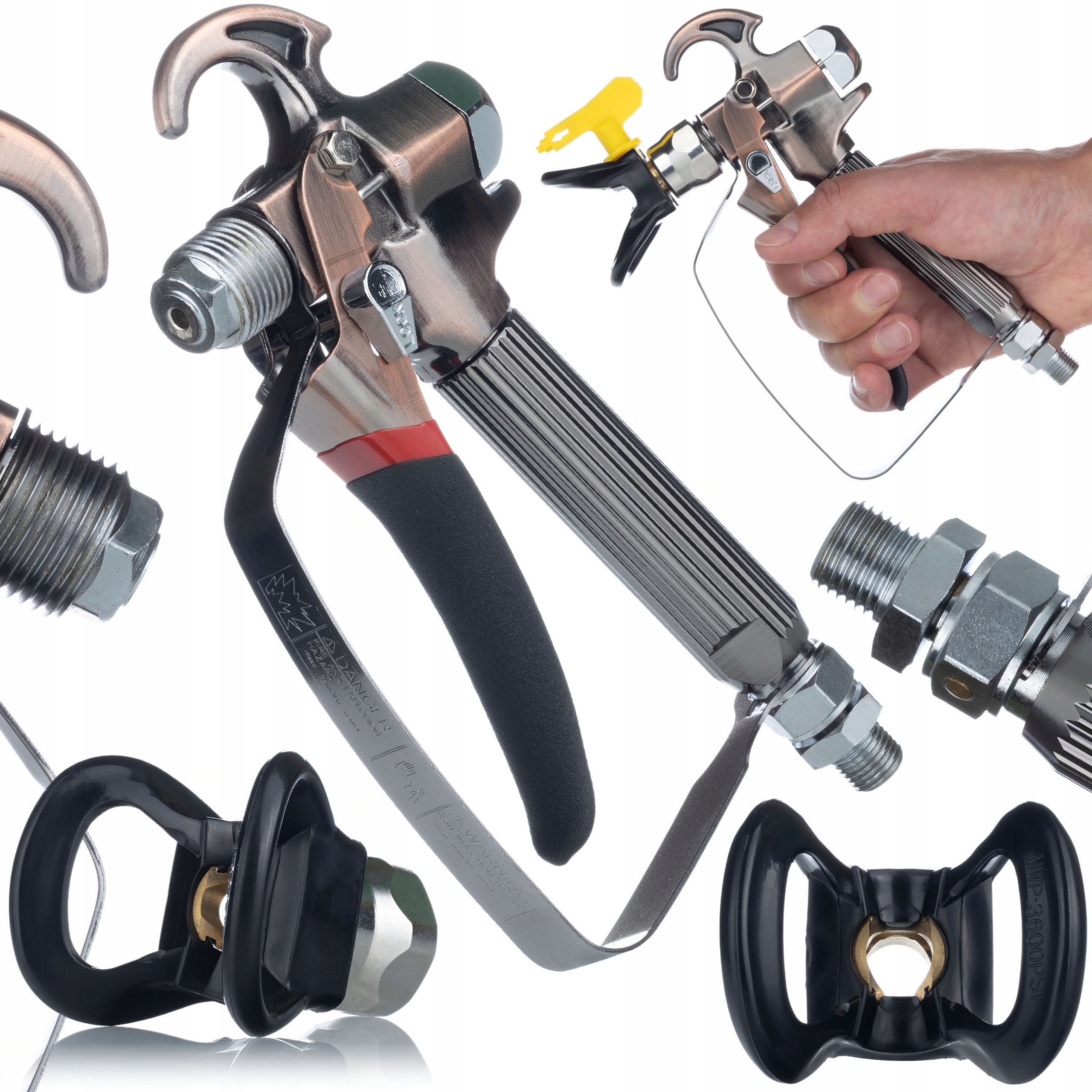 PISTOLET MALARSKI DO AGREGATU MALARSKIEGO+OSŁONA+DYSZA MALARSKA 513 517 519 Producent Rosfix