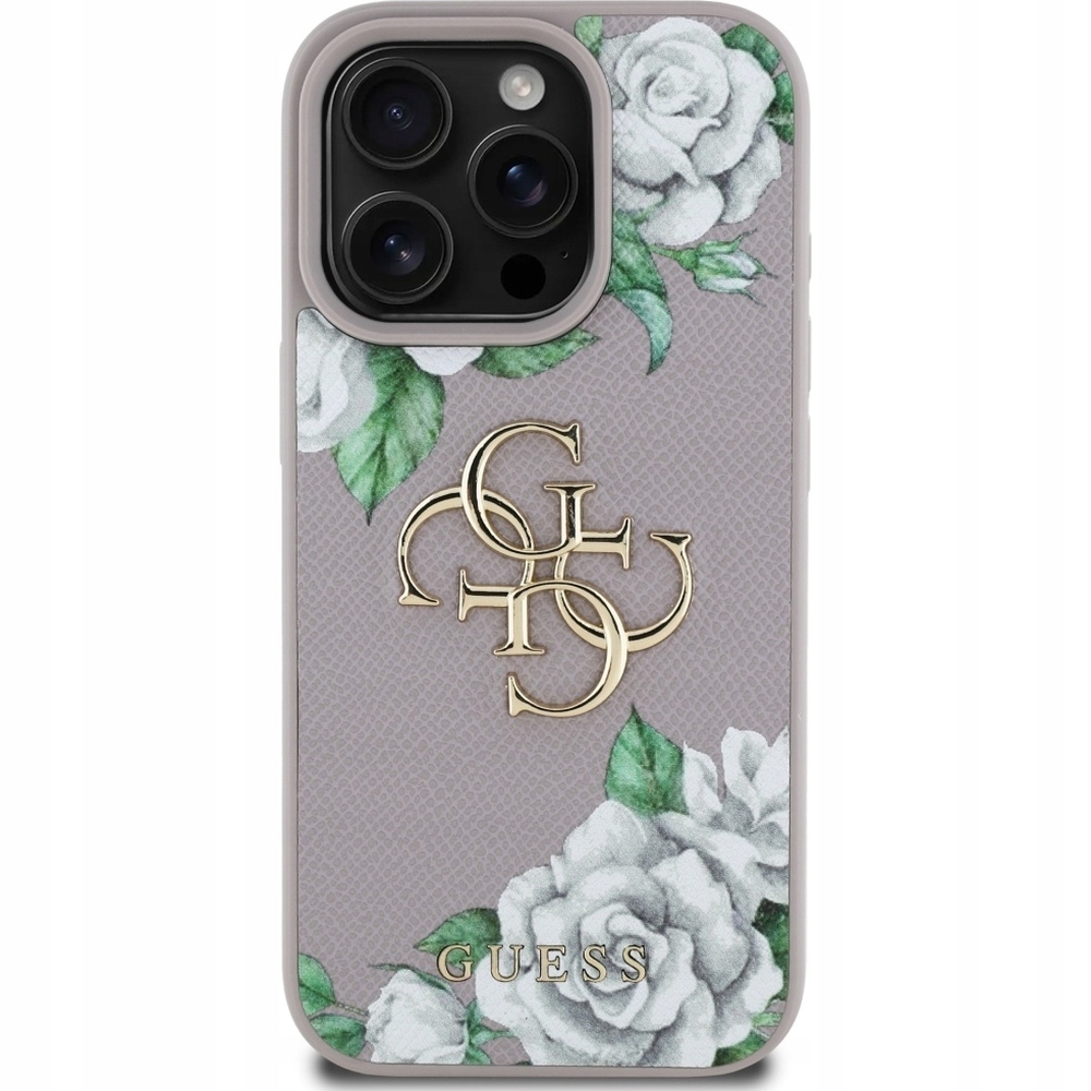Pouzdro Guess pro iPhone 16 Pro z eko kůže s květinovým kryt na telefon