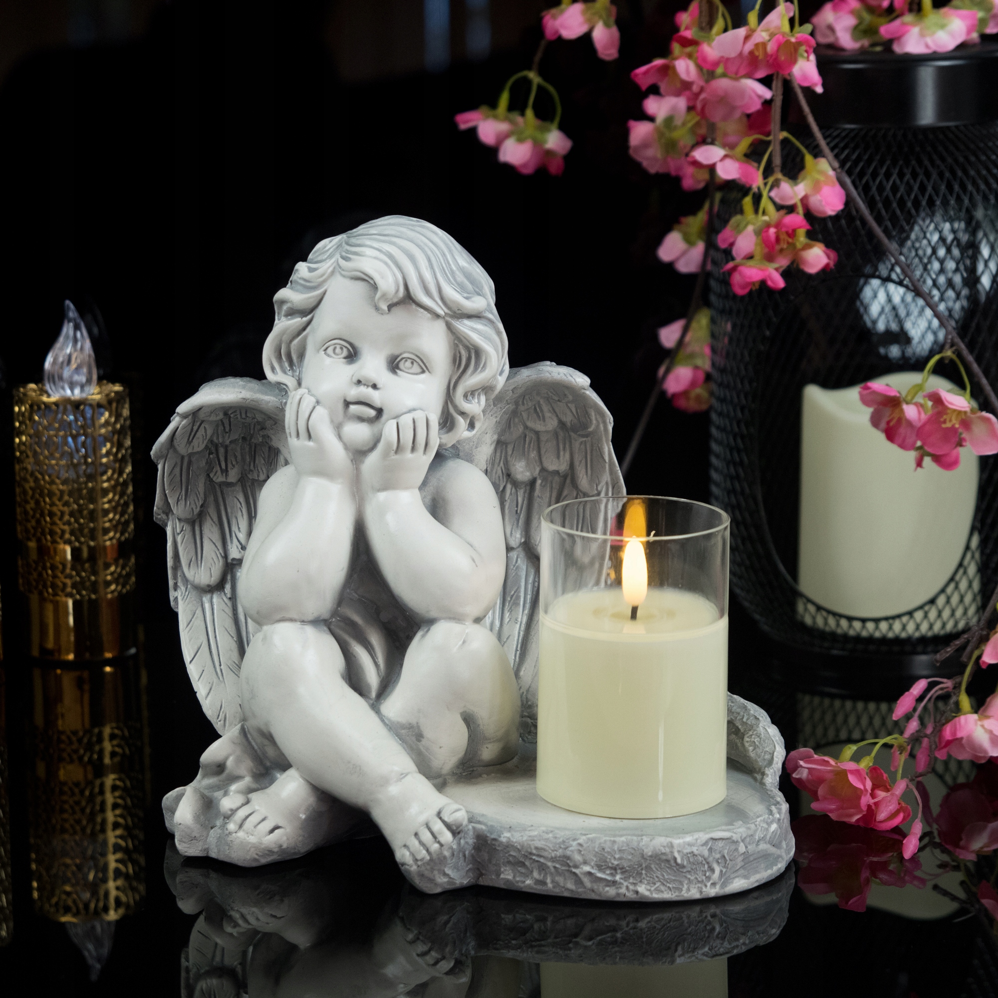 ZNICZ GIPSOWA FIGURKA NAGROBNA LAMPA LED 3XAAA Typ led