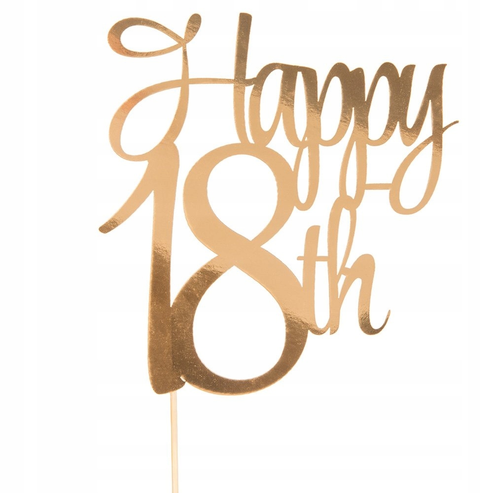 

Topper 18 happy Birthday Urodziny Złoty na tort W2