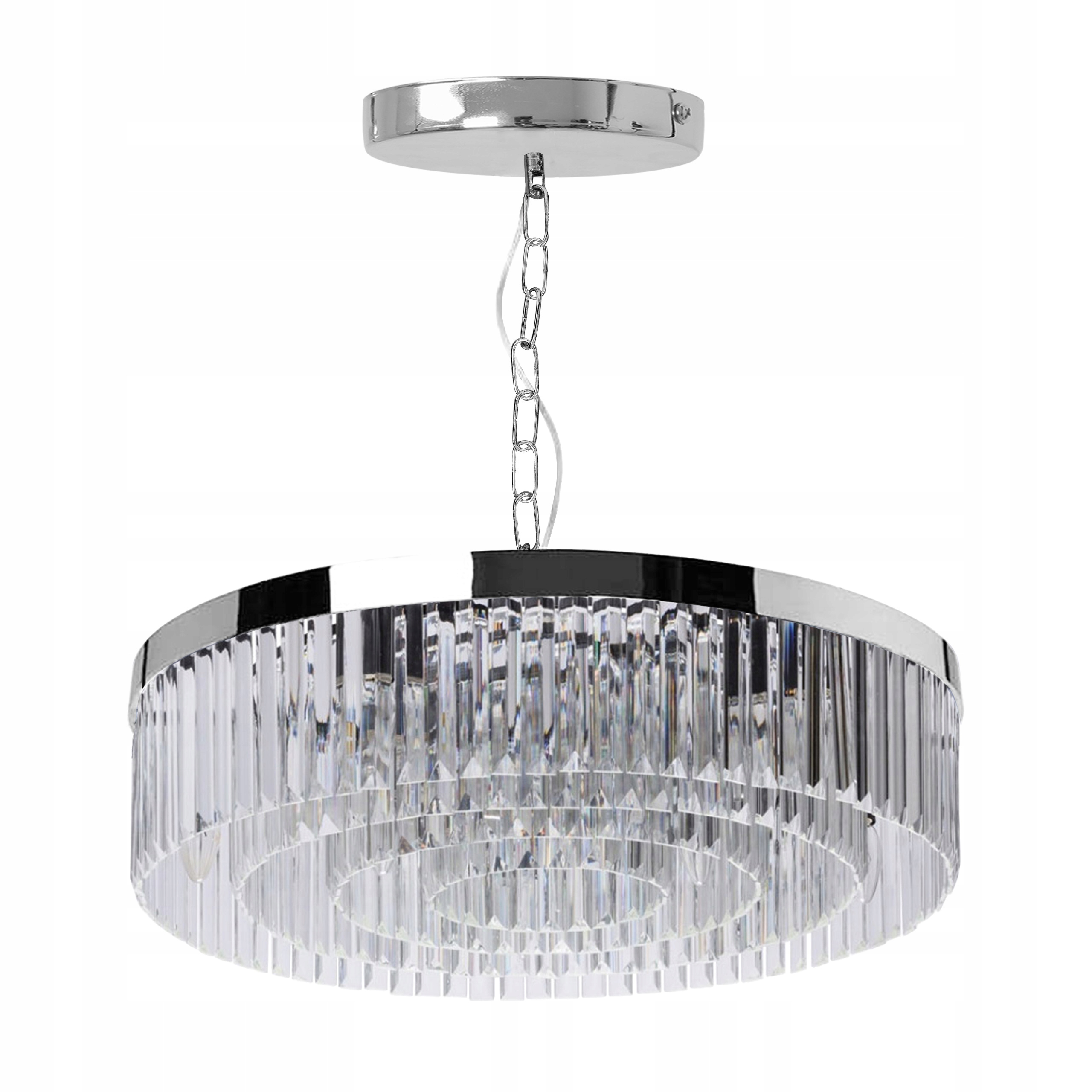 Závěsná Křišťálová Lampa Glamour Stropní Chrom Velký Ring