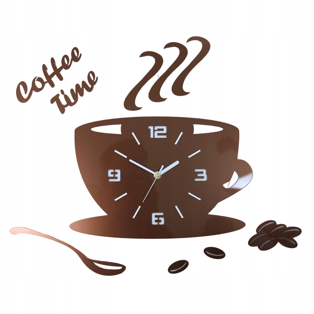 Nástěnné hodiny ve tvaru šálku Coffe Time 3D Copper Kulatý Křemenné