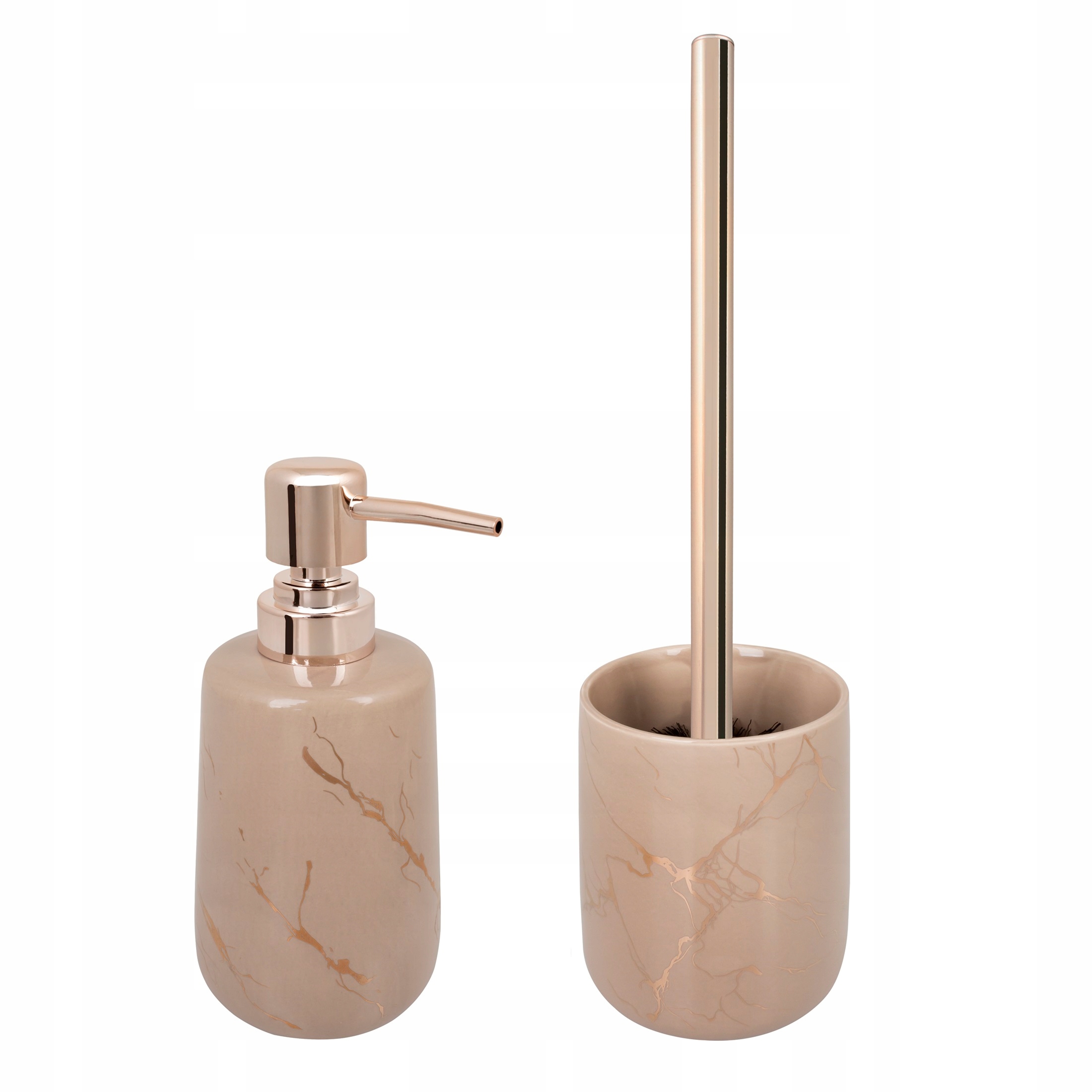 Mramorový set do koupelny se zlatem dávkovač kartáč zlatý